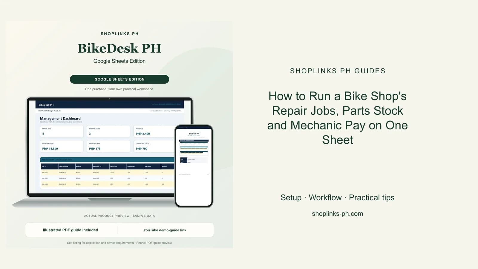 How to Run a Bike Shop's Repair Jobs, Parts Stock and Mechanic Pay on One Sheet cover