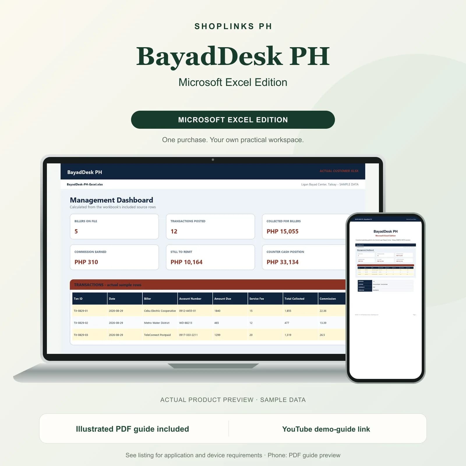 BayadDesk PH - Microsoft Excel Edition product preview