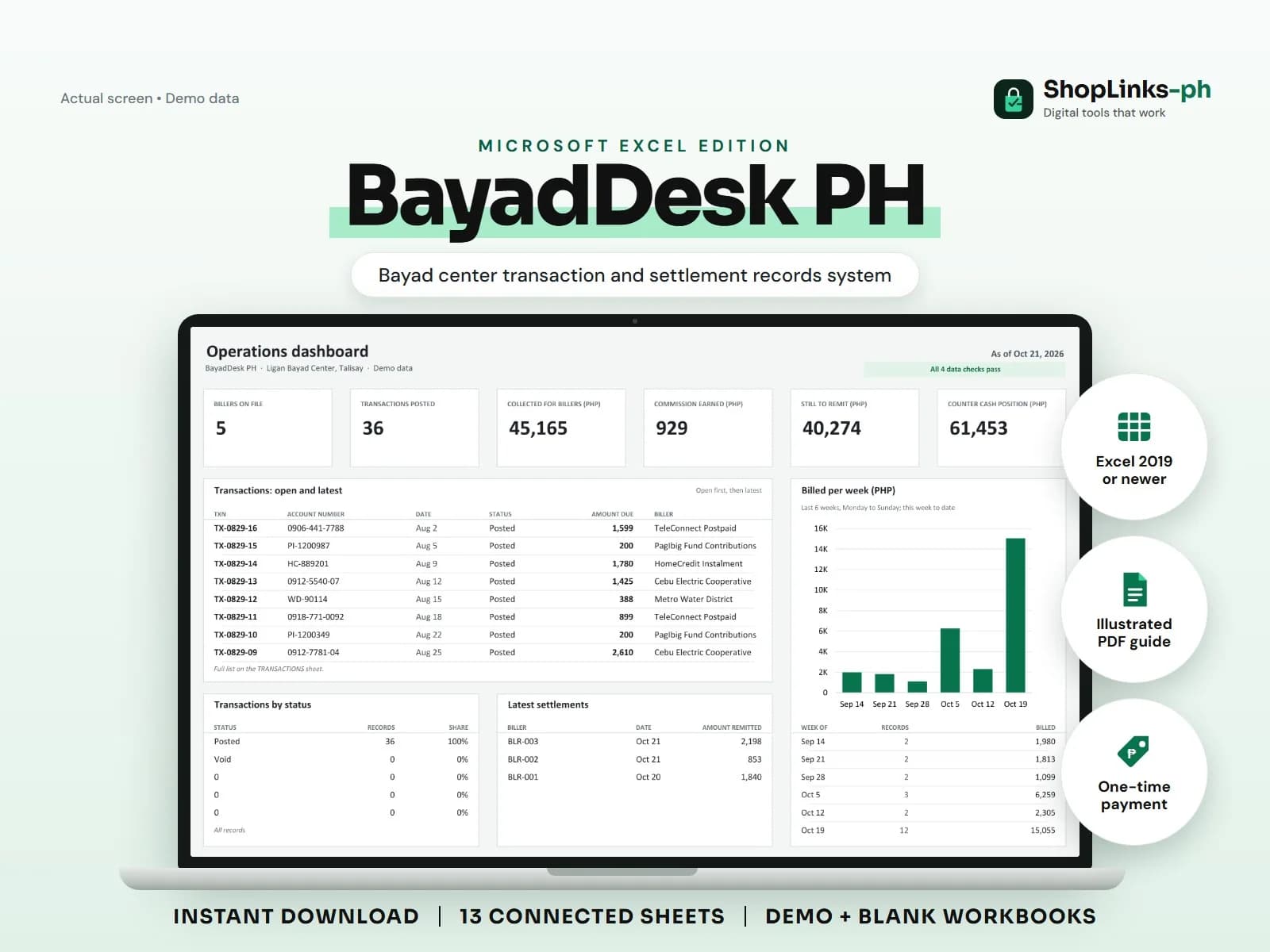 Every bill posted, every peso still to remit.