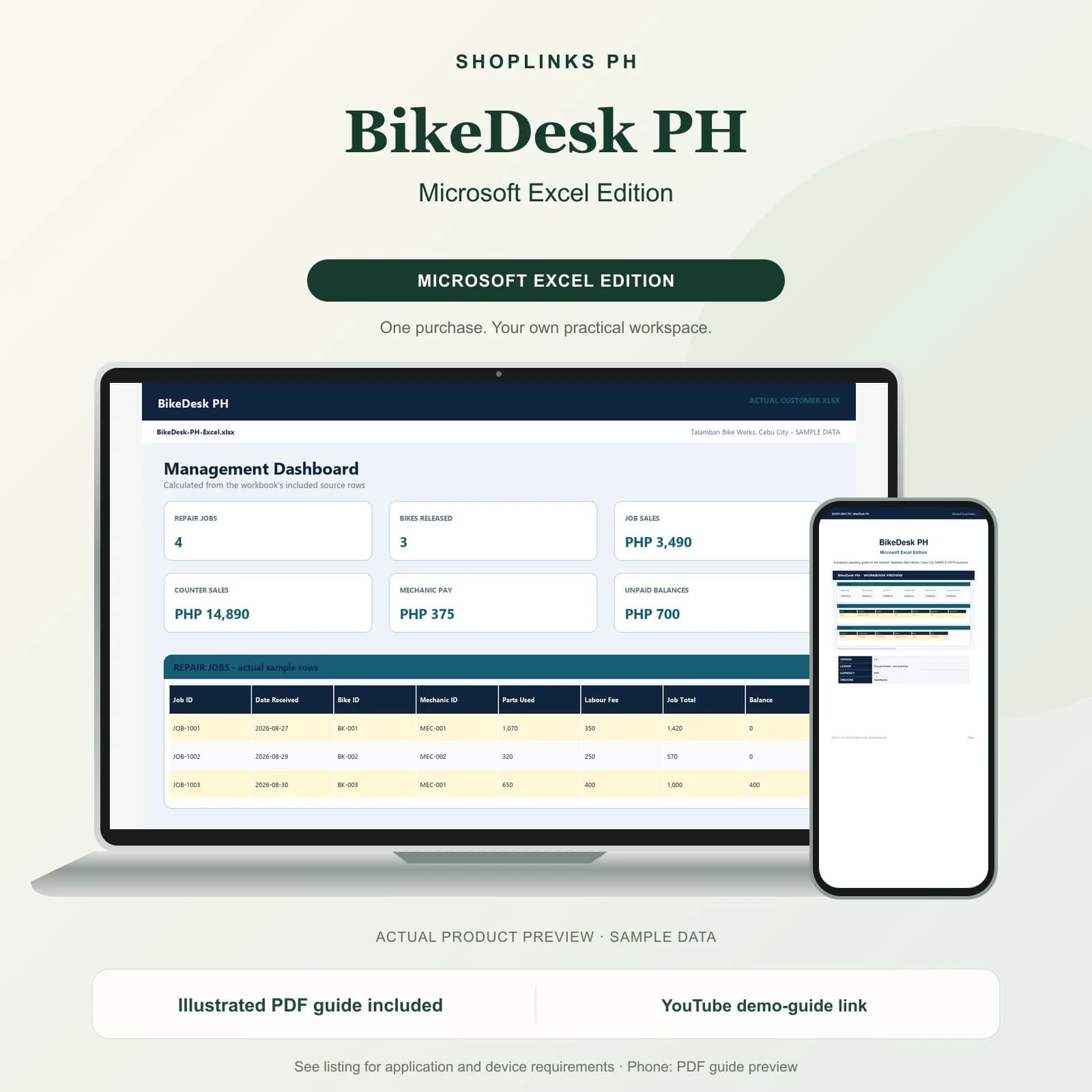 BikeDesk PH - Microsoft Excel Edition product preview