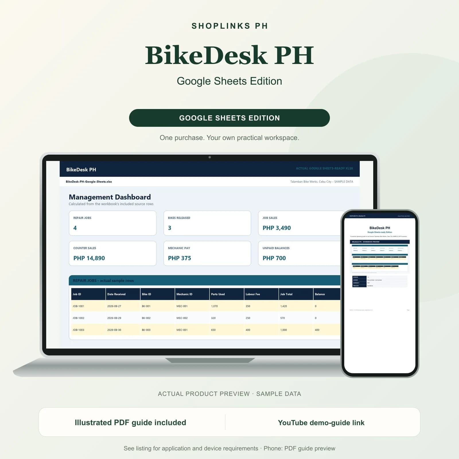 BikeDesk PH - Google Sheets Edition product preview