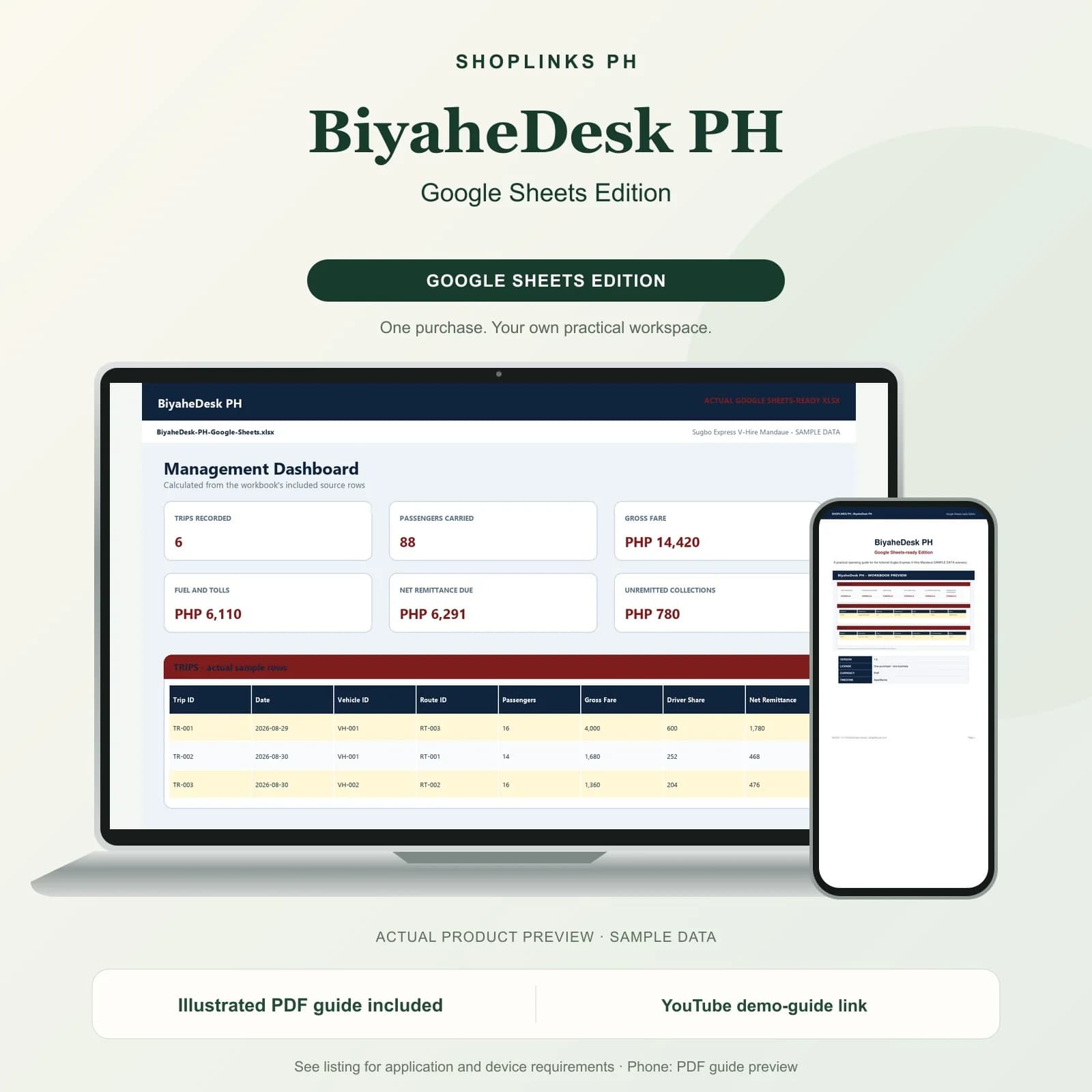BiyaheDesk PH - Google Sheets Edition product preview