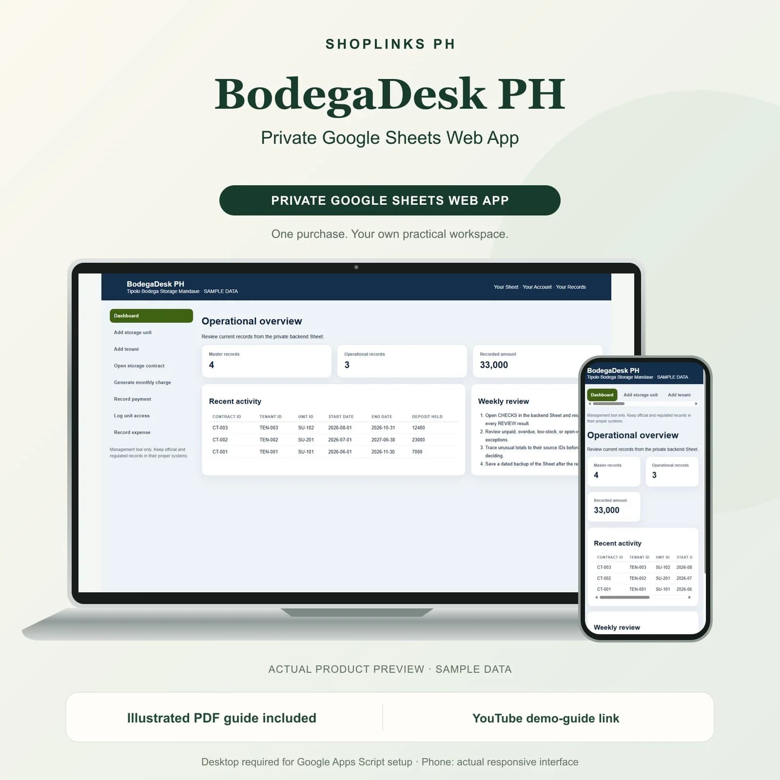 BodegaDesk PH - Private Google Sheets Web App product preview