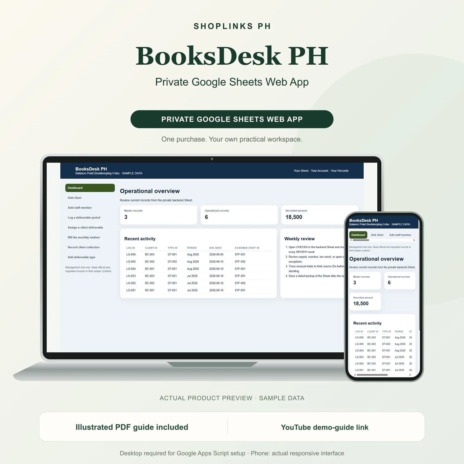 BooksDesk PH - Private Google Sheets Web App product preview