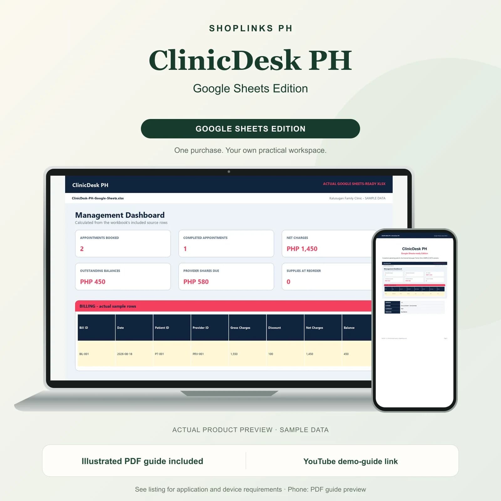 ClinicDesk PH - Google Sheets Edition product preview