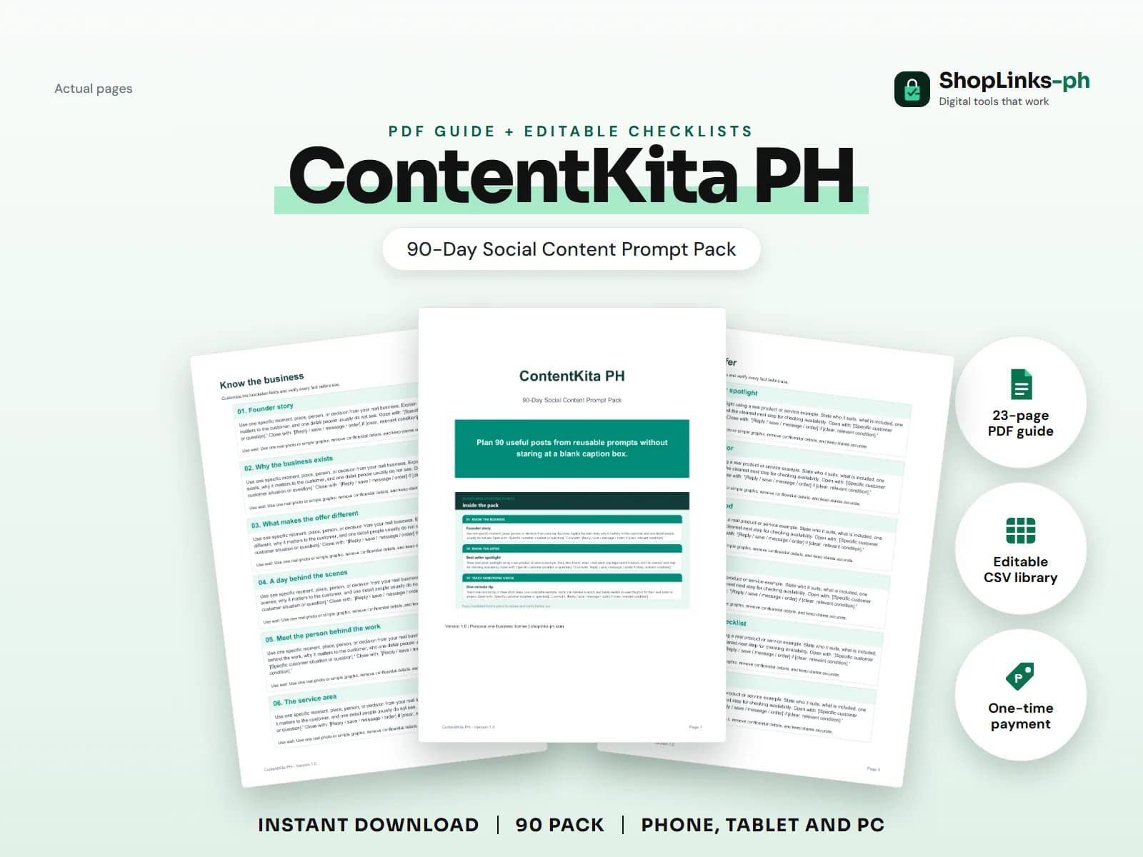 Ninety practical prompts. One repeatable content rhythm.