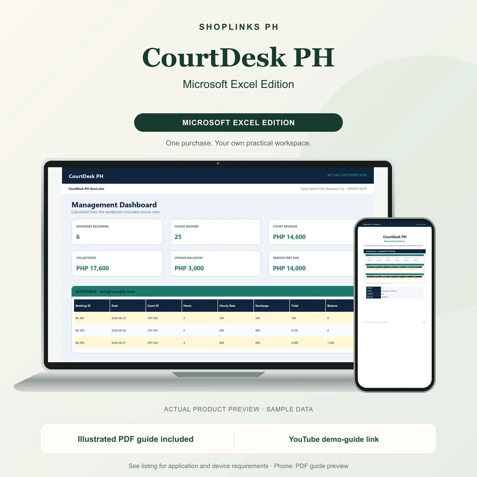 CourtDesk PH - Microsoft Excel Edition product preview