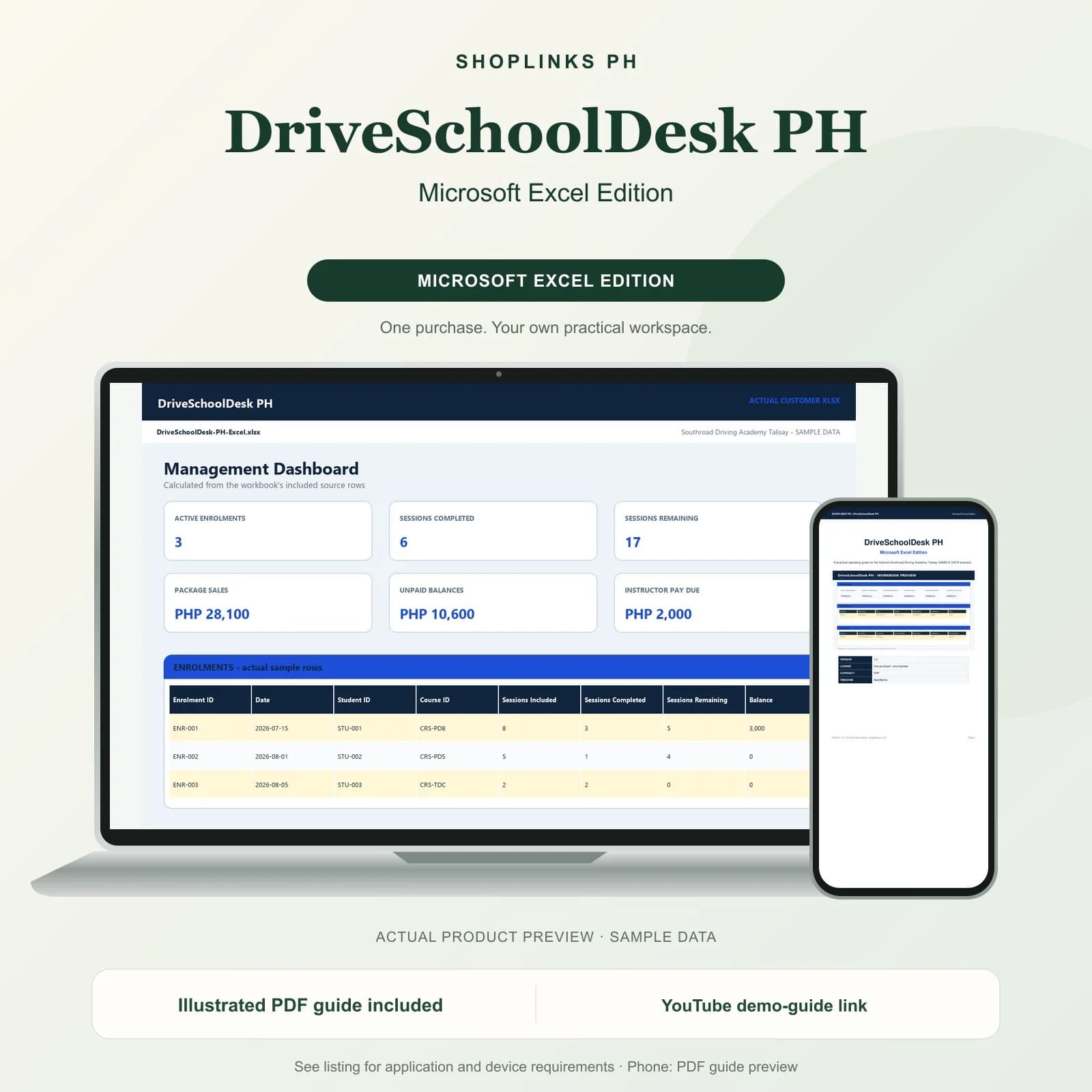 DriveSchoolDesk PH - Microsoft Excel Edition product preview