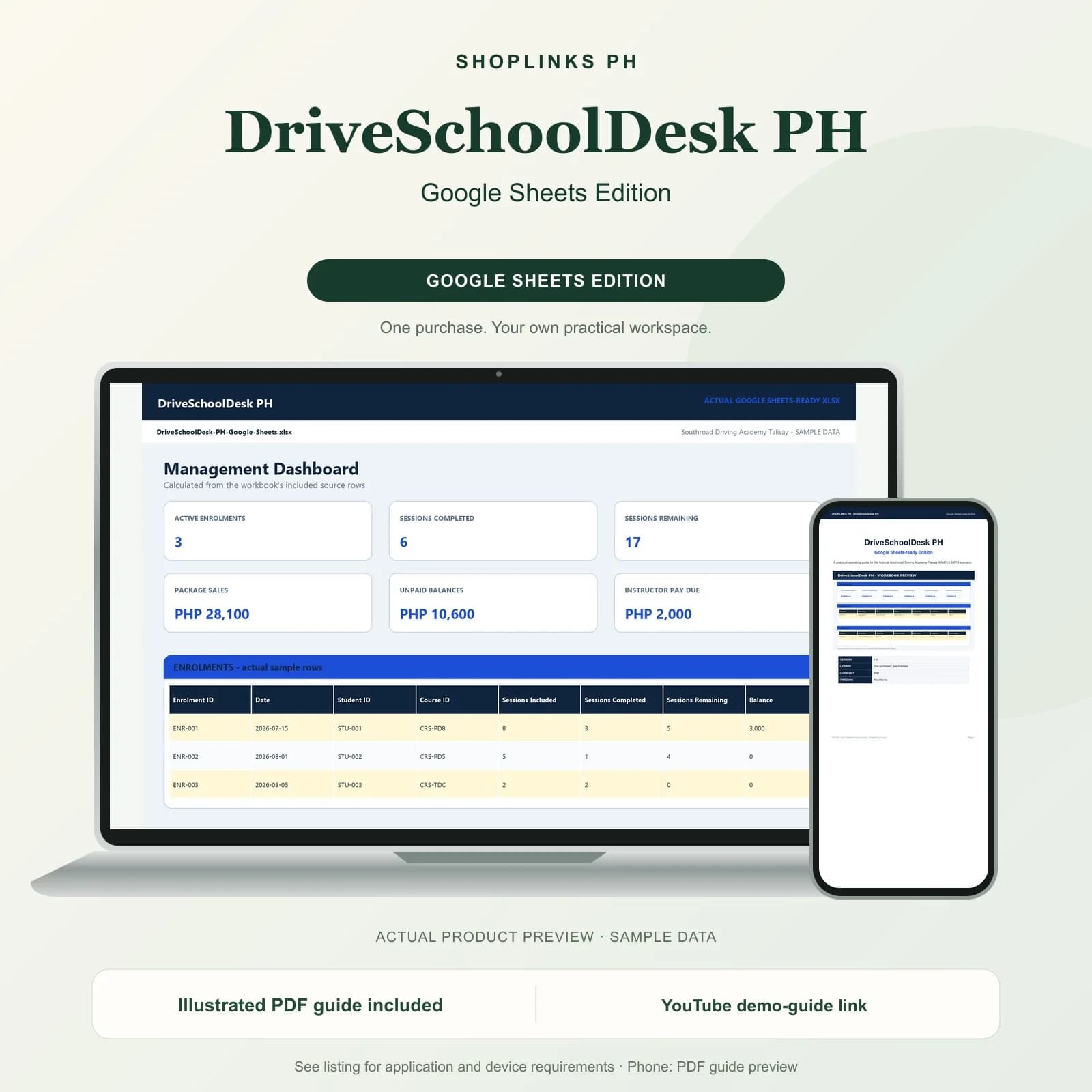 DriveSchoolDesk PH - Google Sheets Edition product preview