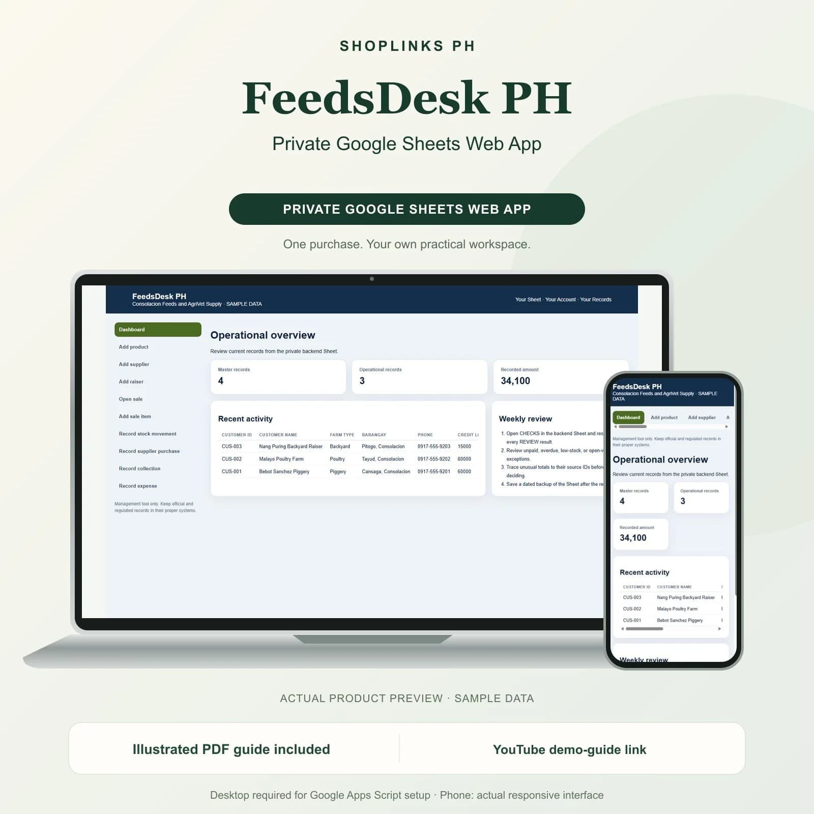 FeedsDesk PH - Private Google Sheets Web App product preview