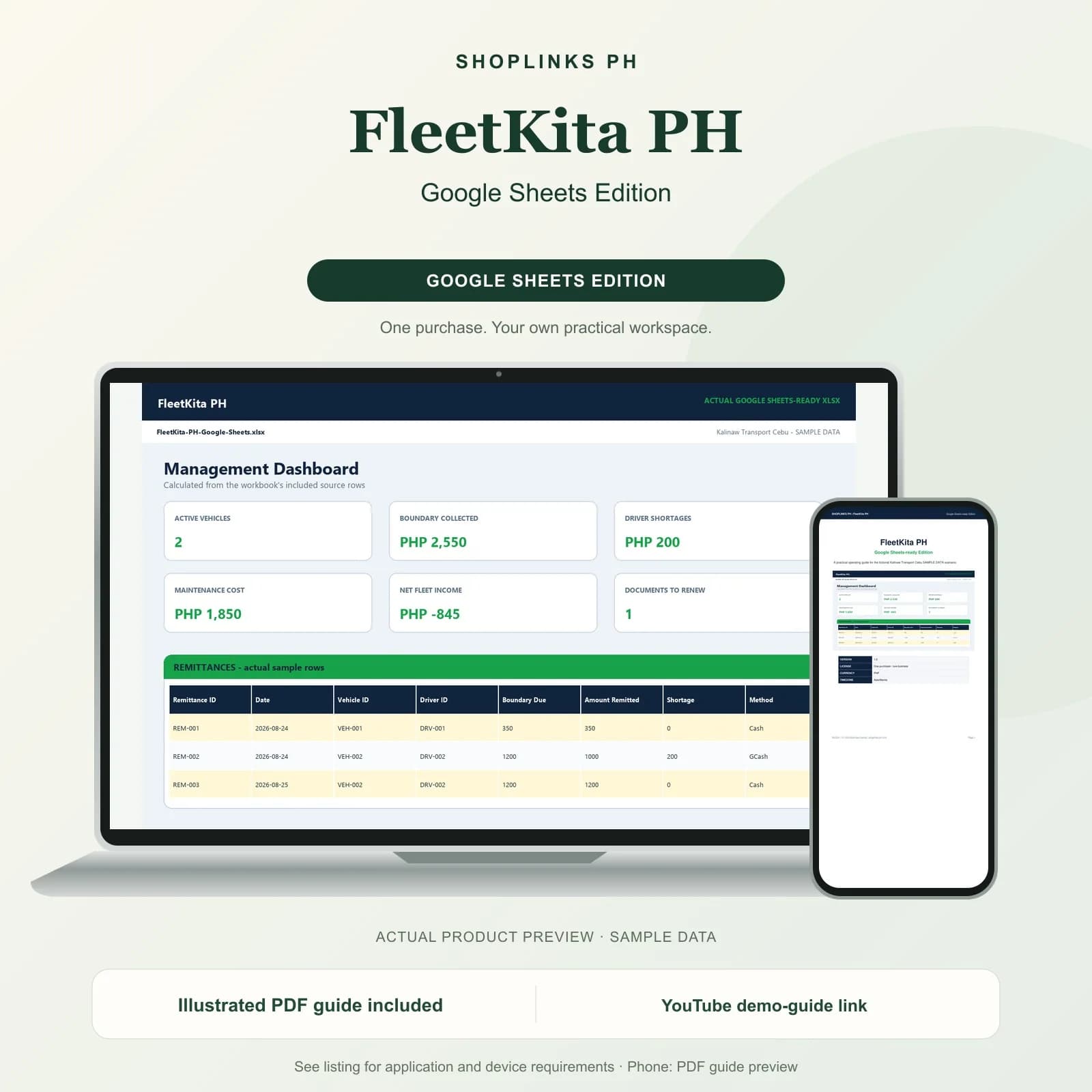 FleetKita PH - Google Sheets Edition product preview