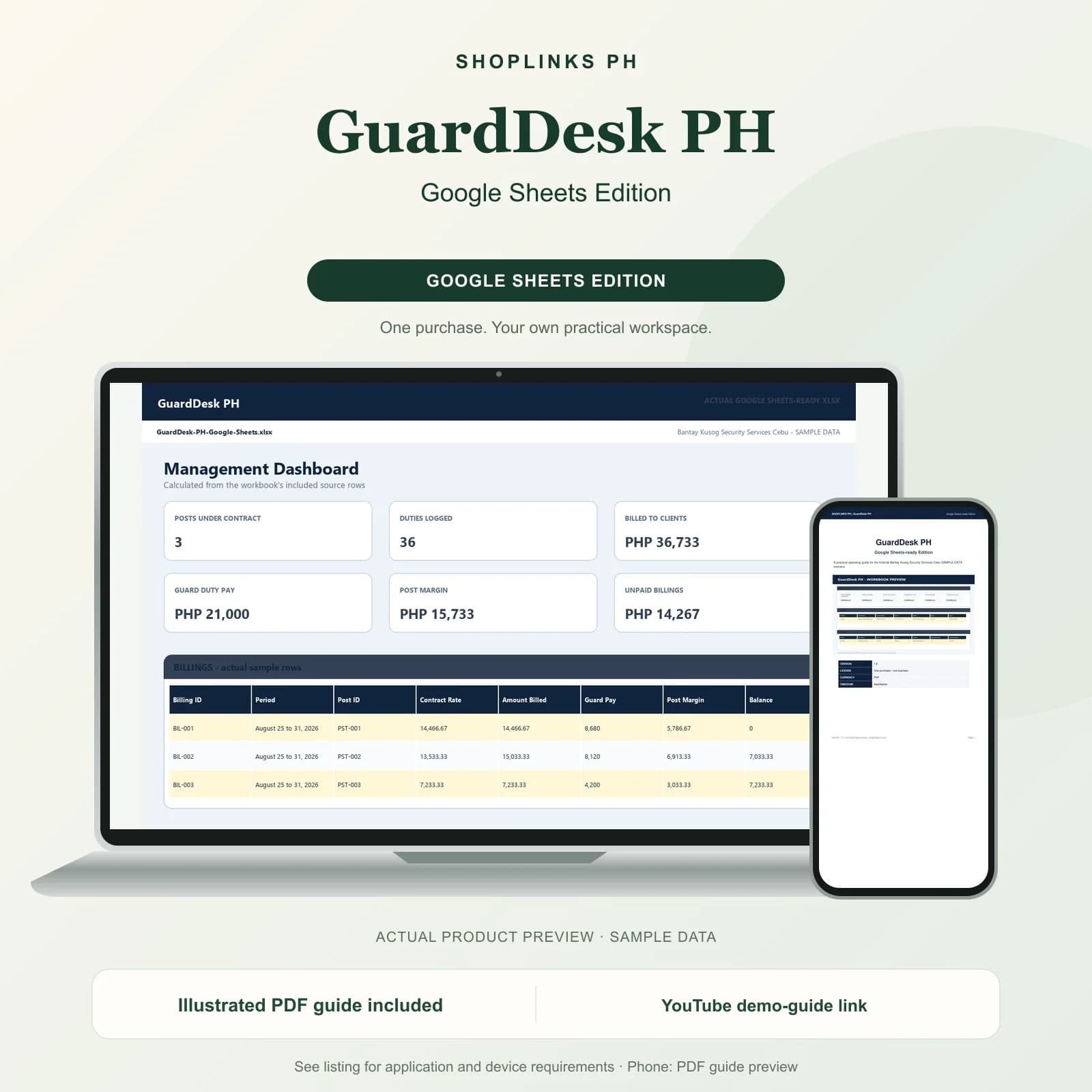 GuardDesk PH - Google Sheets Edition product preview