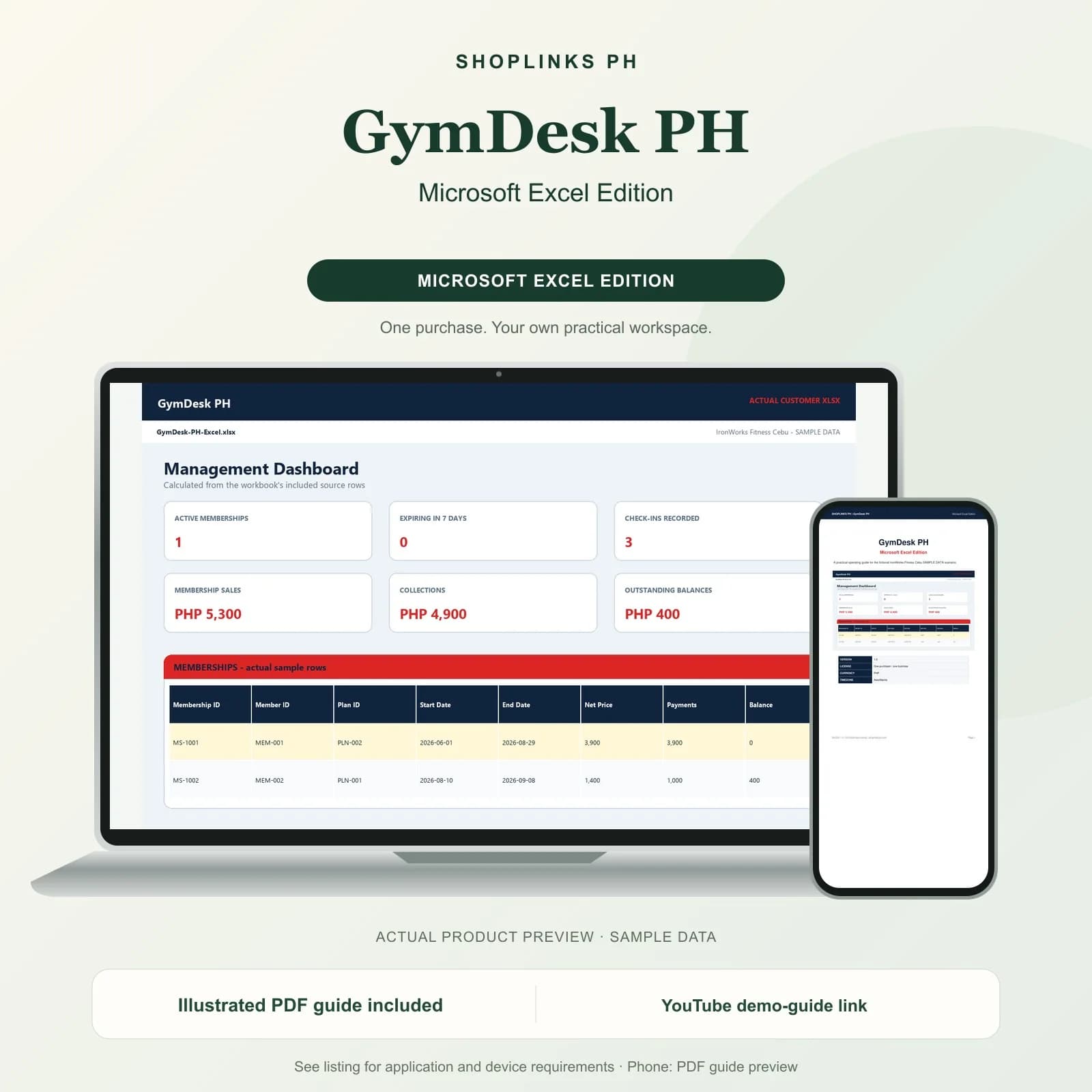 GymDesk PH - Microsoft Excel Edition product preview