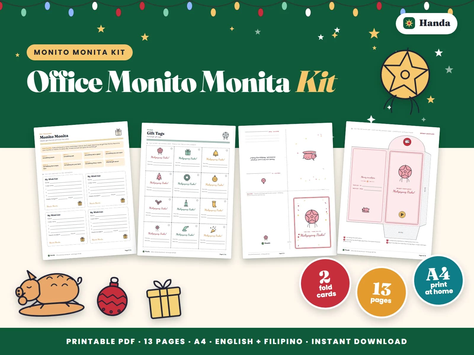 Weekly themes, wish lists, gift tags and cards for the office exchange gift.