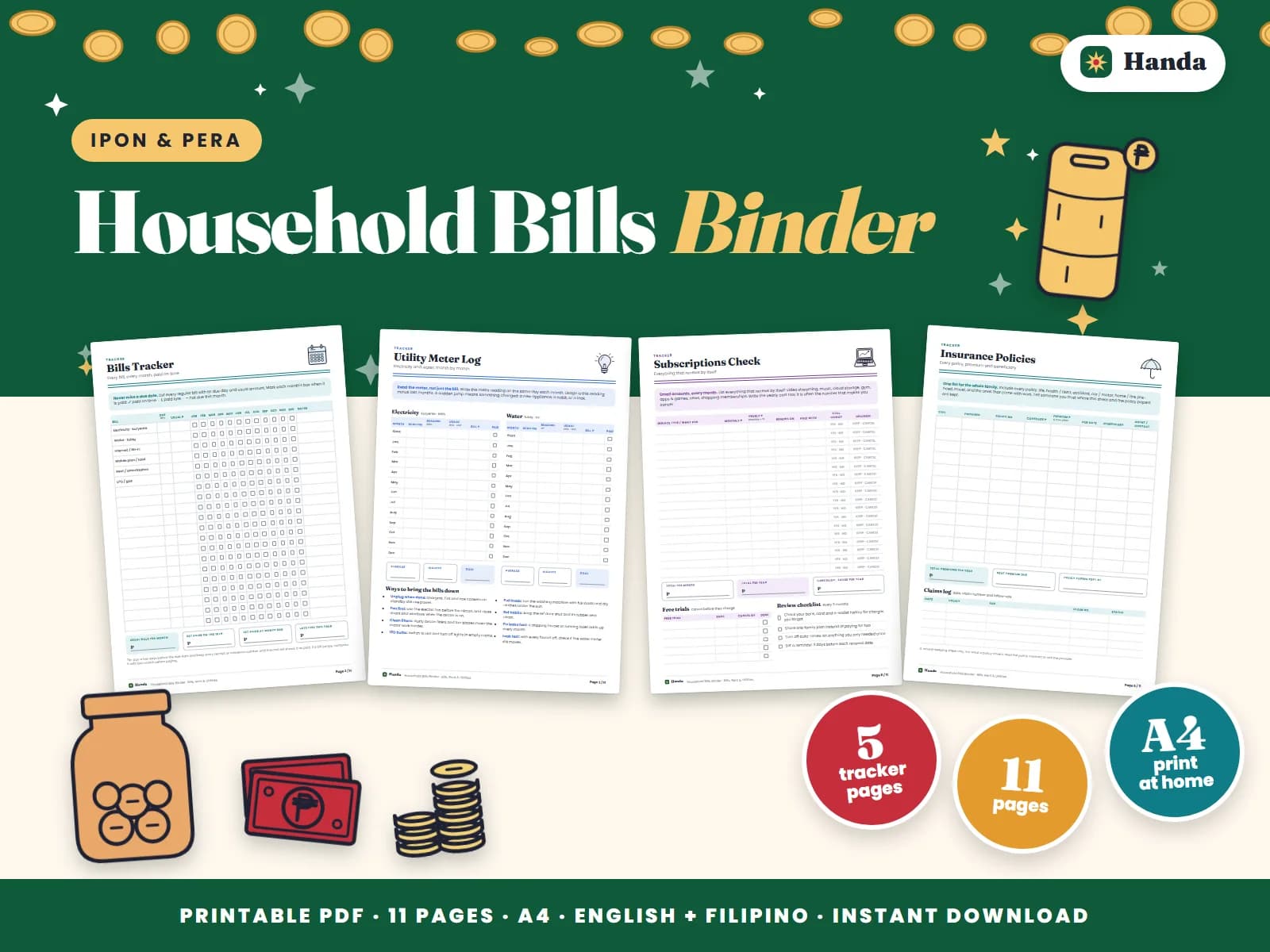 Bills, utilities, rent, insurance and subscriptions in one binder.