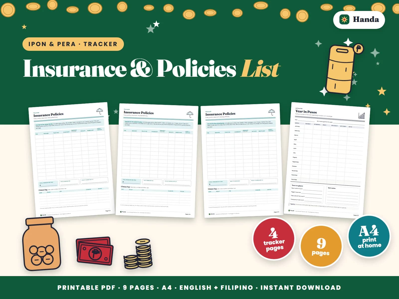 List your policies, premiums, due dates and beneficiaries in one place.