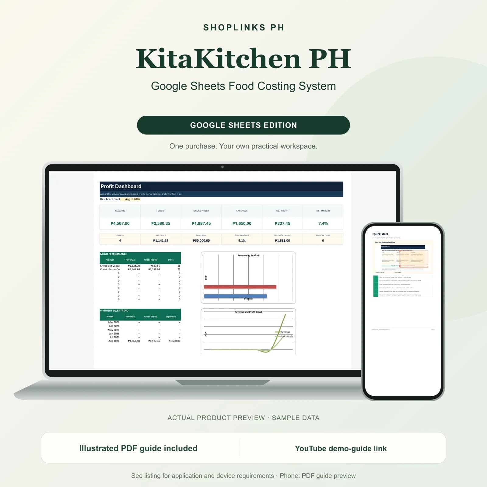 KitaKitchen PH - Google Sheets Food Costing System product preview
