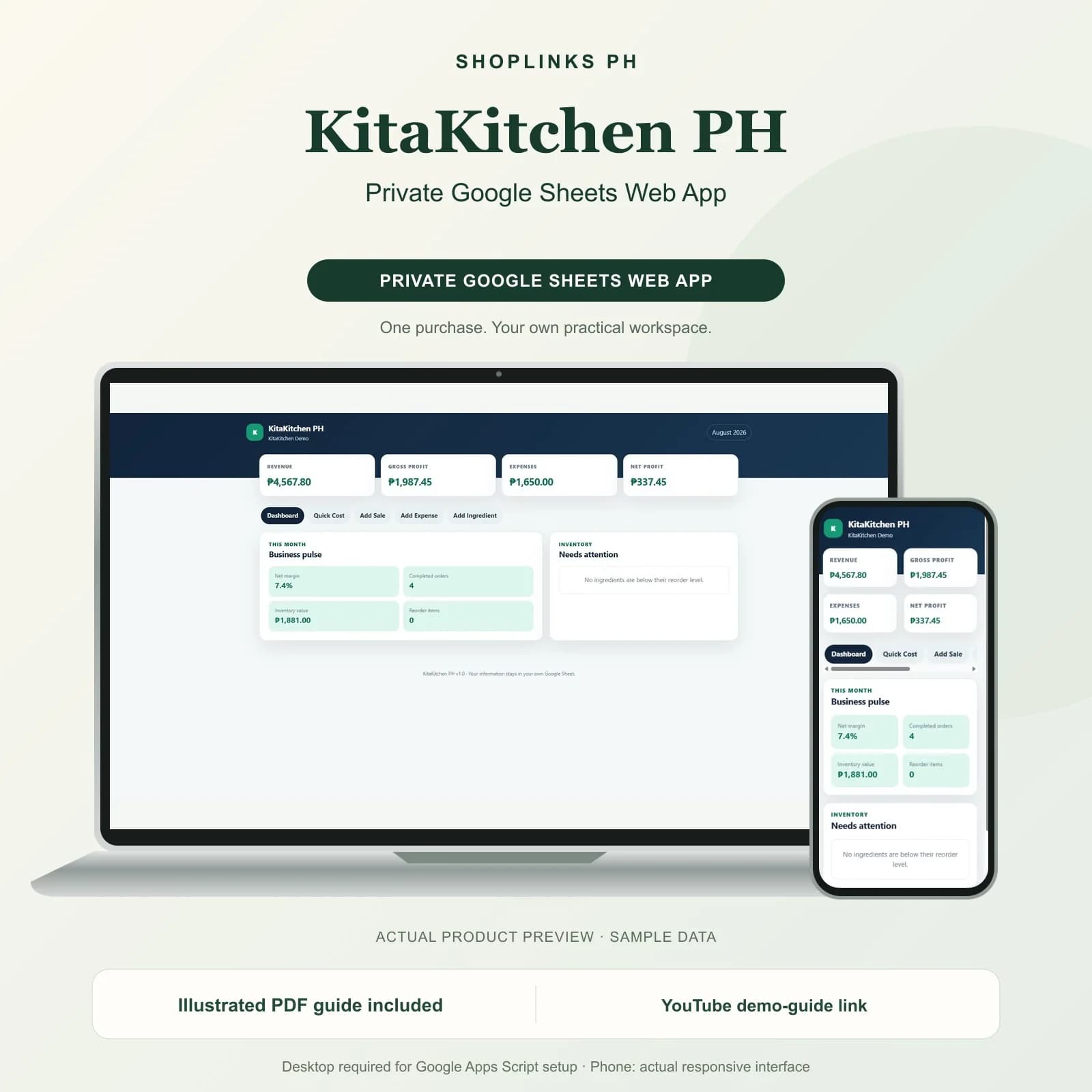 KitaKitchen PH - Private Google Sheets Web App product preview