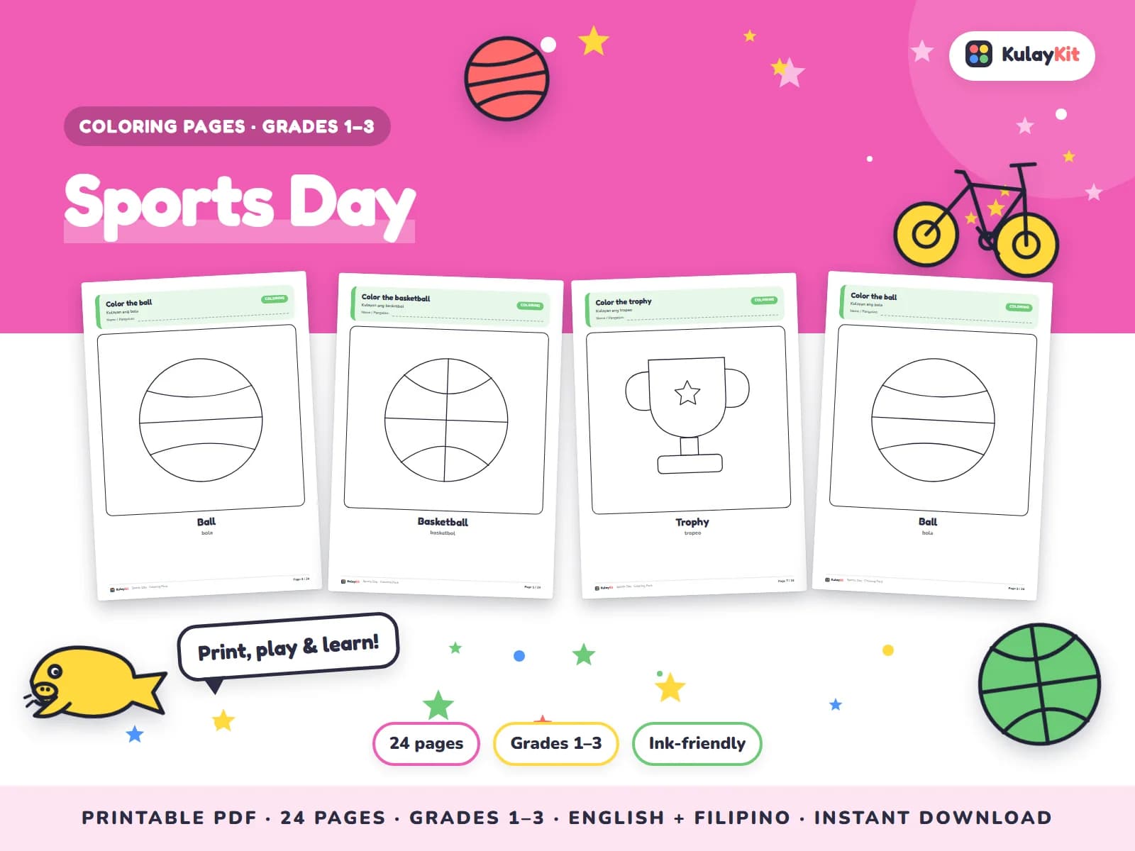 Colorful, modern coloring pages drawn for Filipino kids.