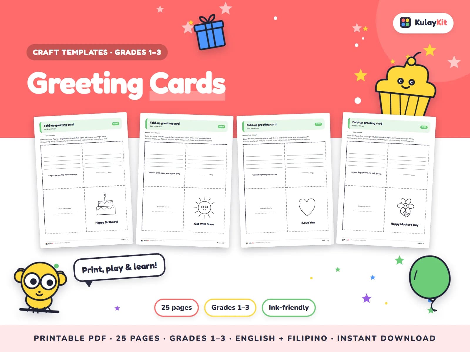 Cut, fold, and glue paper crafts.