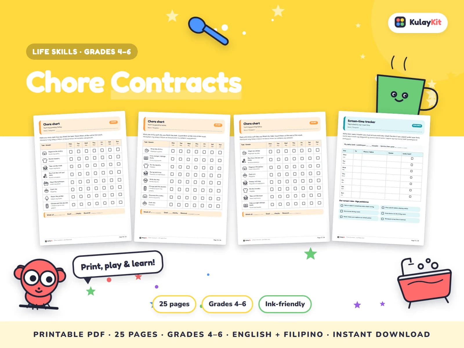 Charts, trackers, and values pages for growing kids.