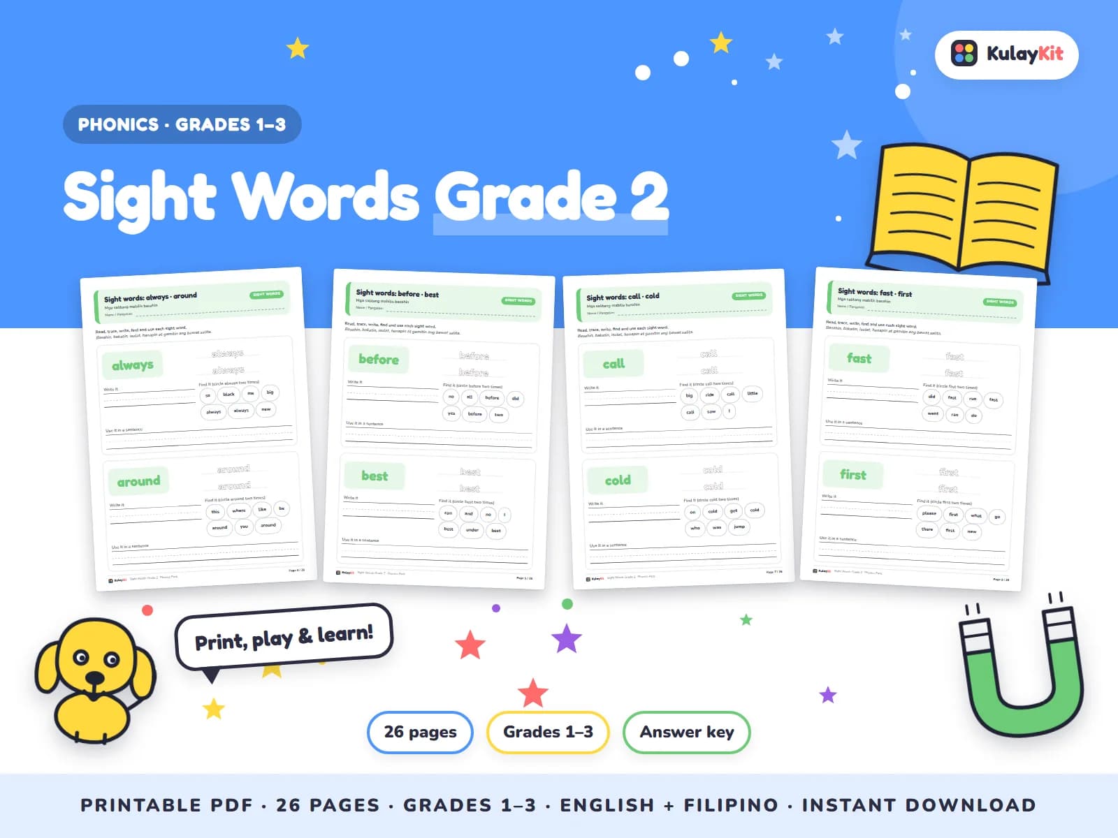 Phonics and alphabet practice for early readers.