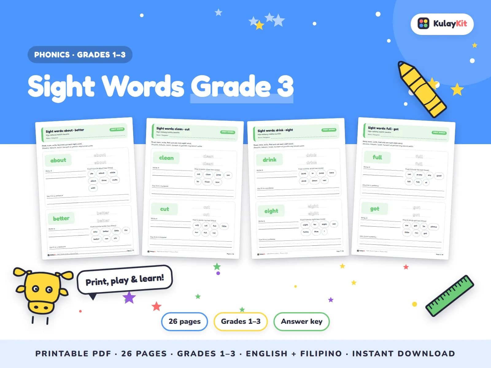 Phonics and alphabet practice for early readers.