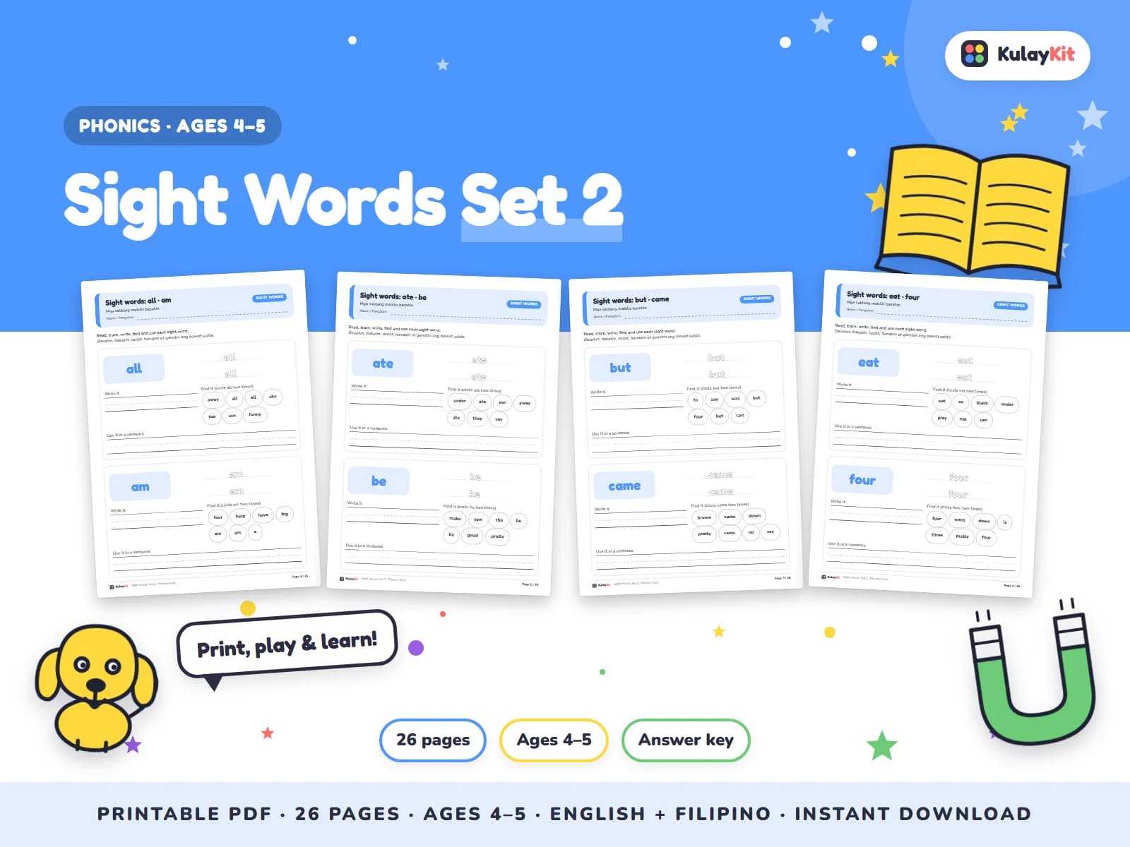 Phonics and alphabet practice for early readers.