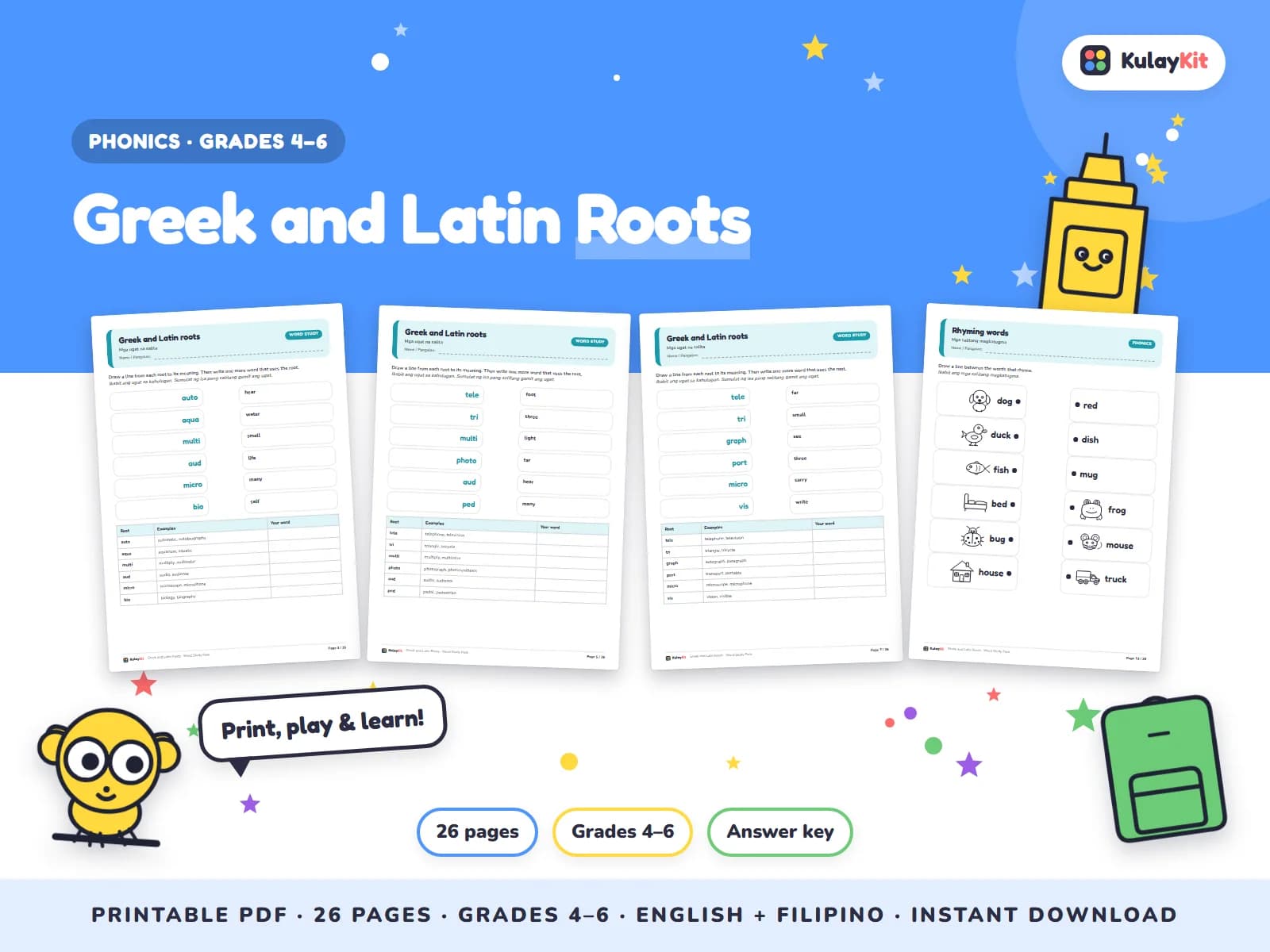 Phonics and alphabet practice for early readers.