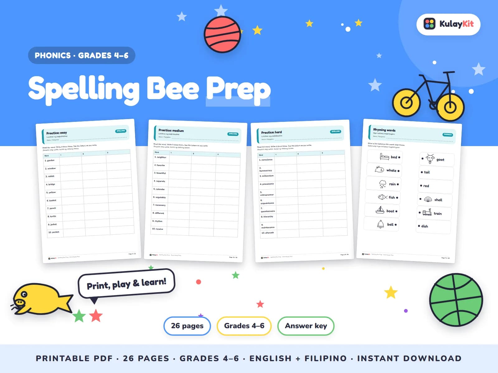 Phonics and alphabet practice for early readers.