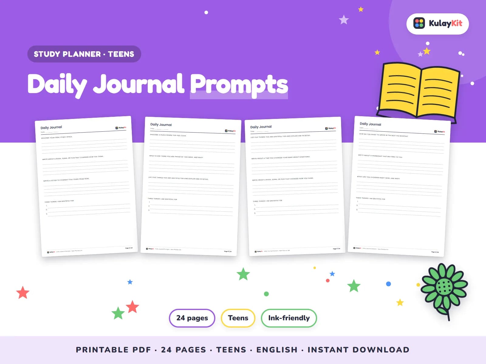 Clean, minimal planner pages for students.