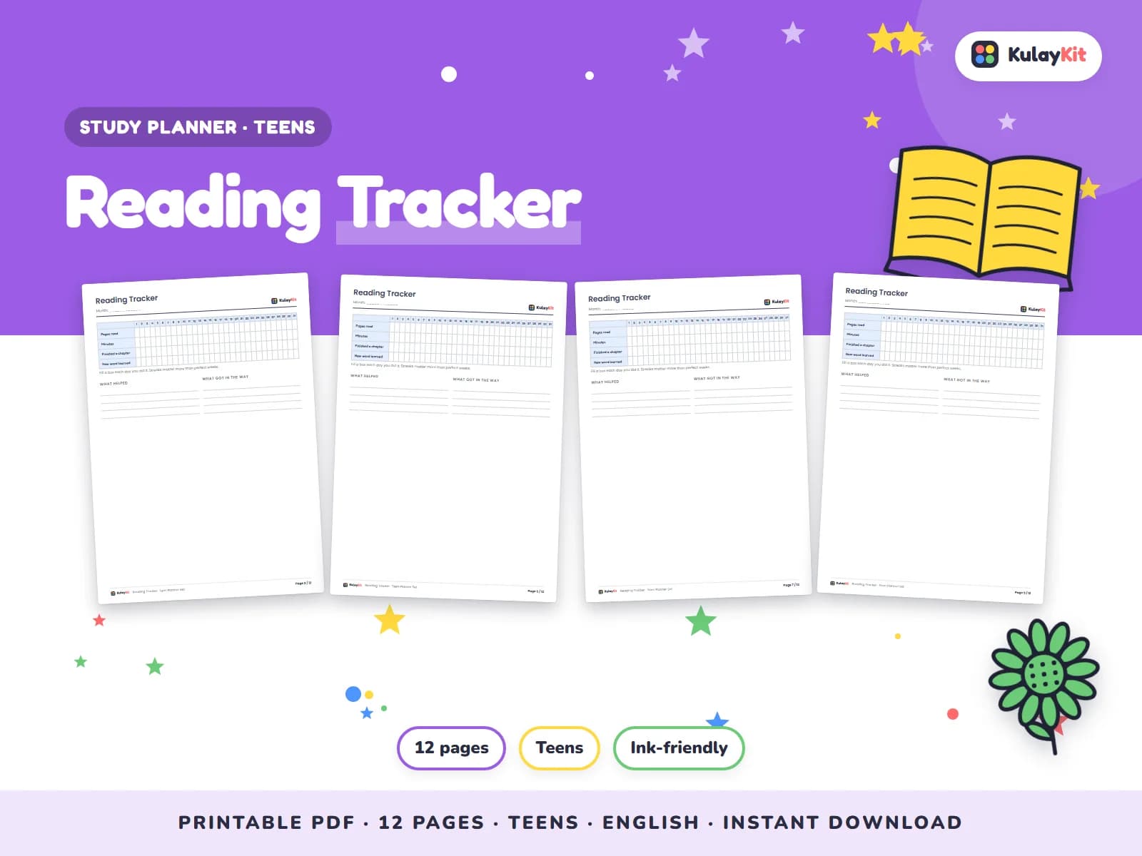Clean, minimal planner pages for students.