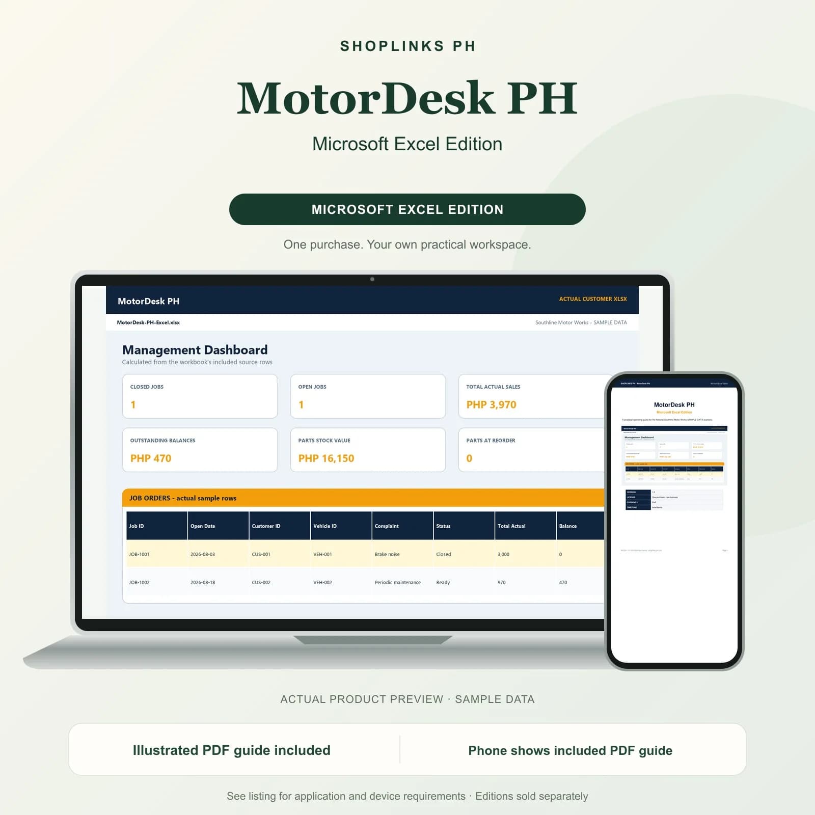 MotorDesk PH - Microsoft Excel Edition product preview