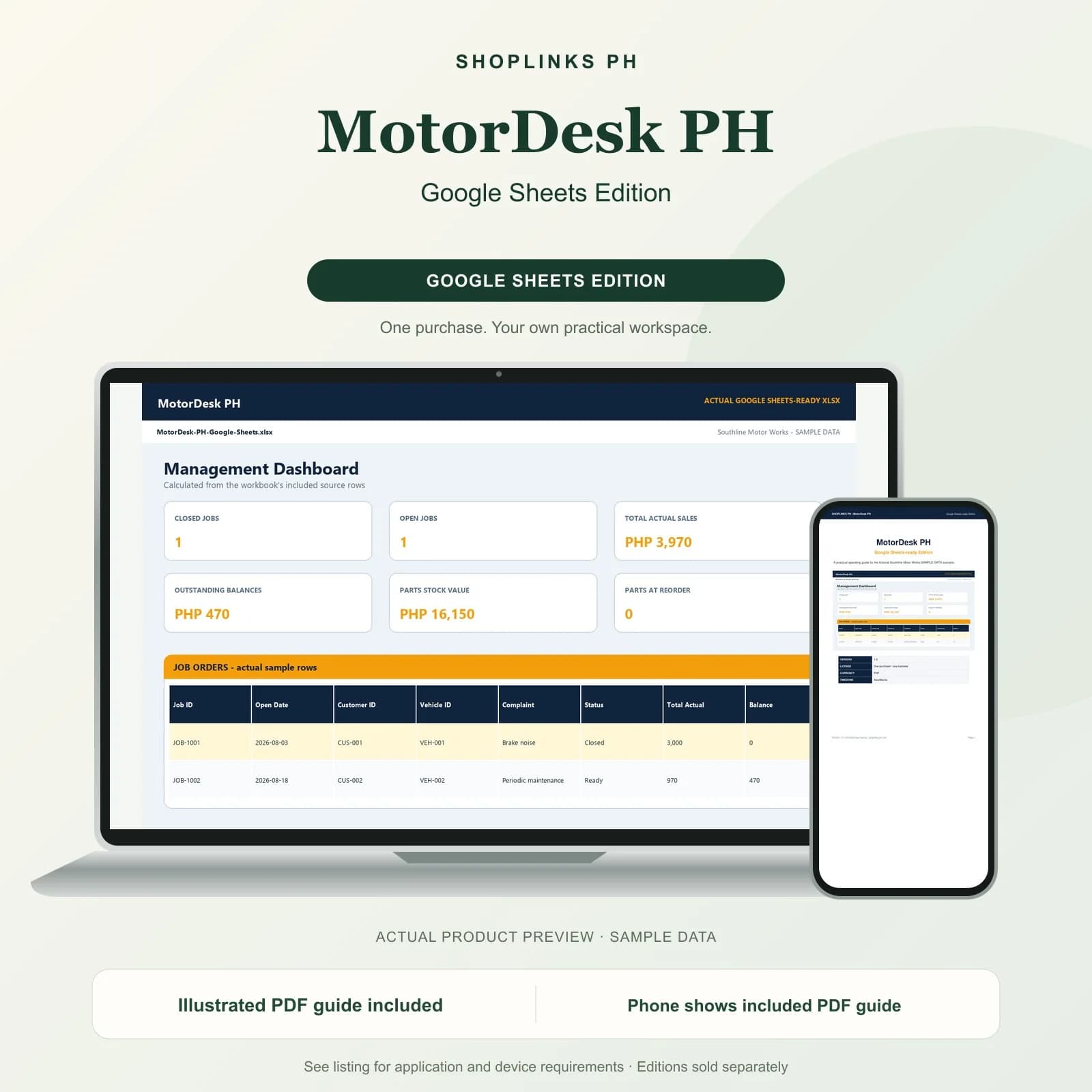 MotorDesk PH - Google Sheets Edition product preview