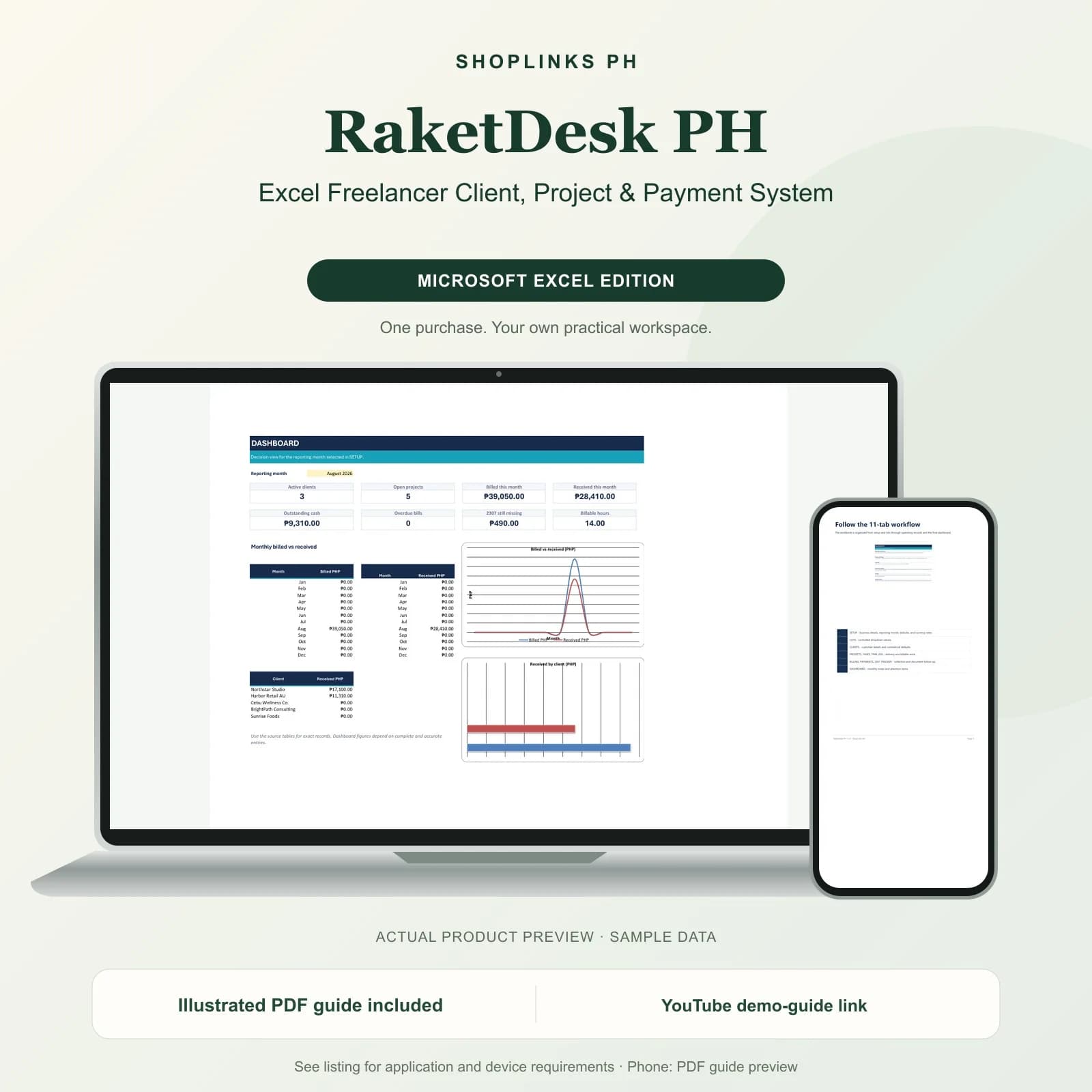 RaketDesk PH - Excel Freelancer Client, Project & Payment System product preview