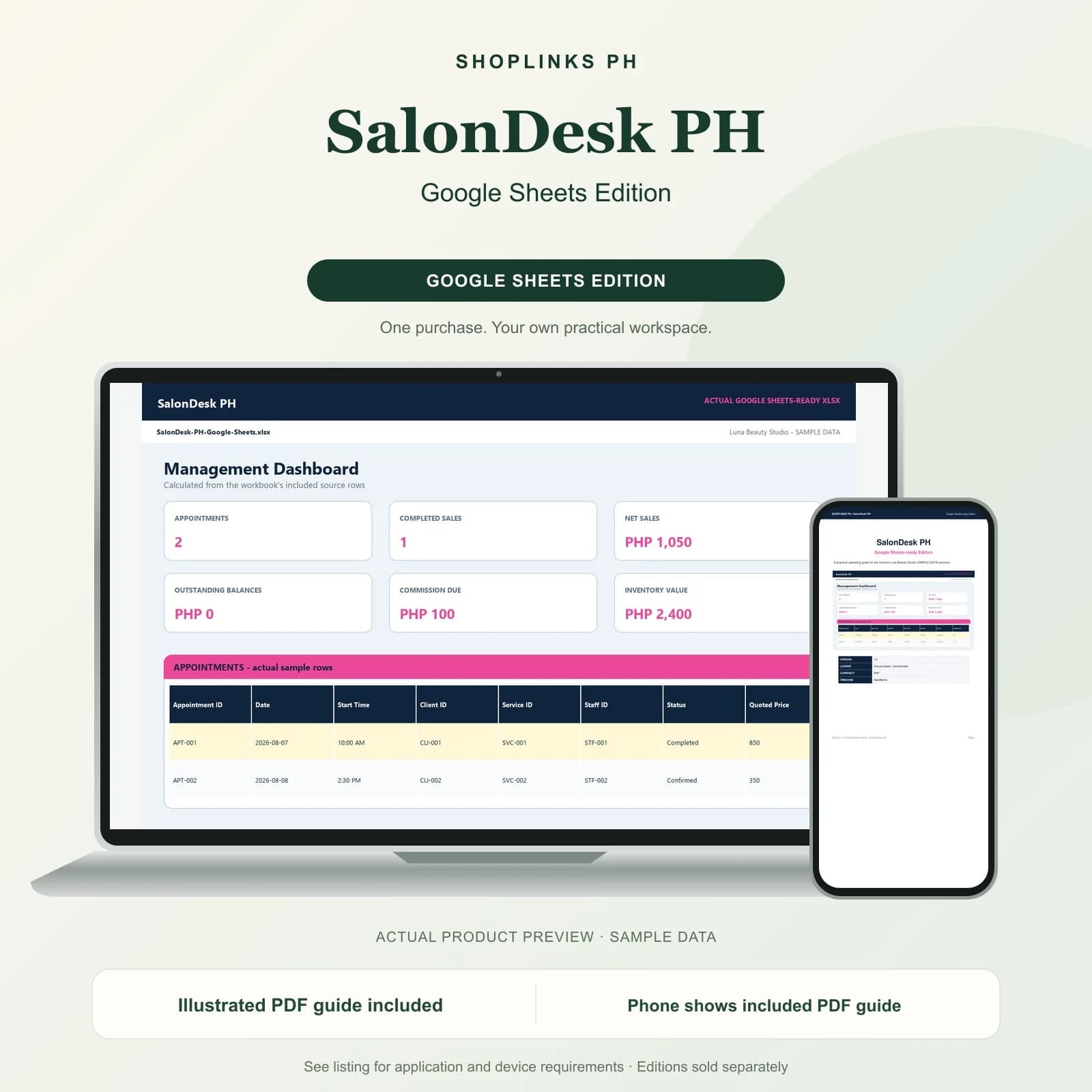 SalonDesk PH - Google Sheets Edition product preview