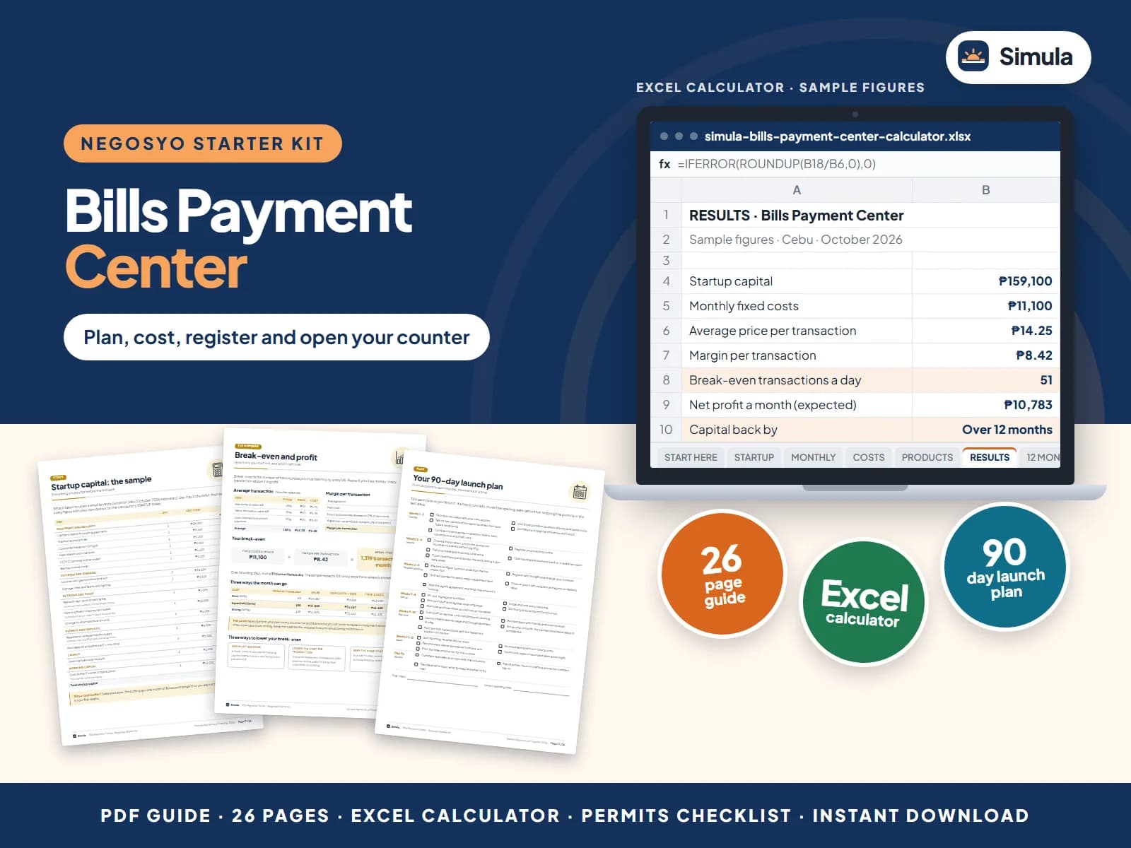 Plan, cost, register and open your counter