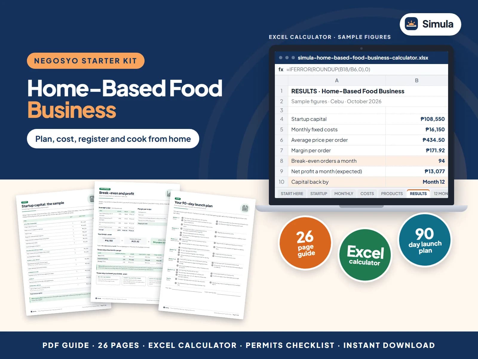 Plan, cost, register and cook from home