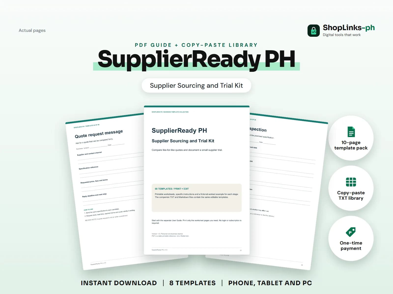Compare like-for-like quotes and document a small supplier trial.