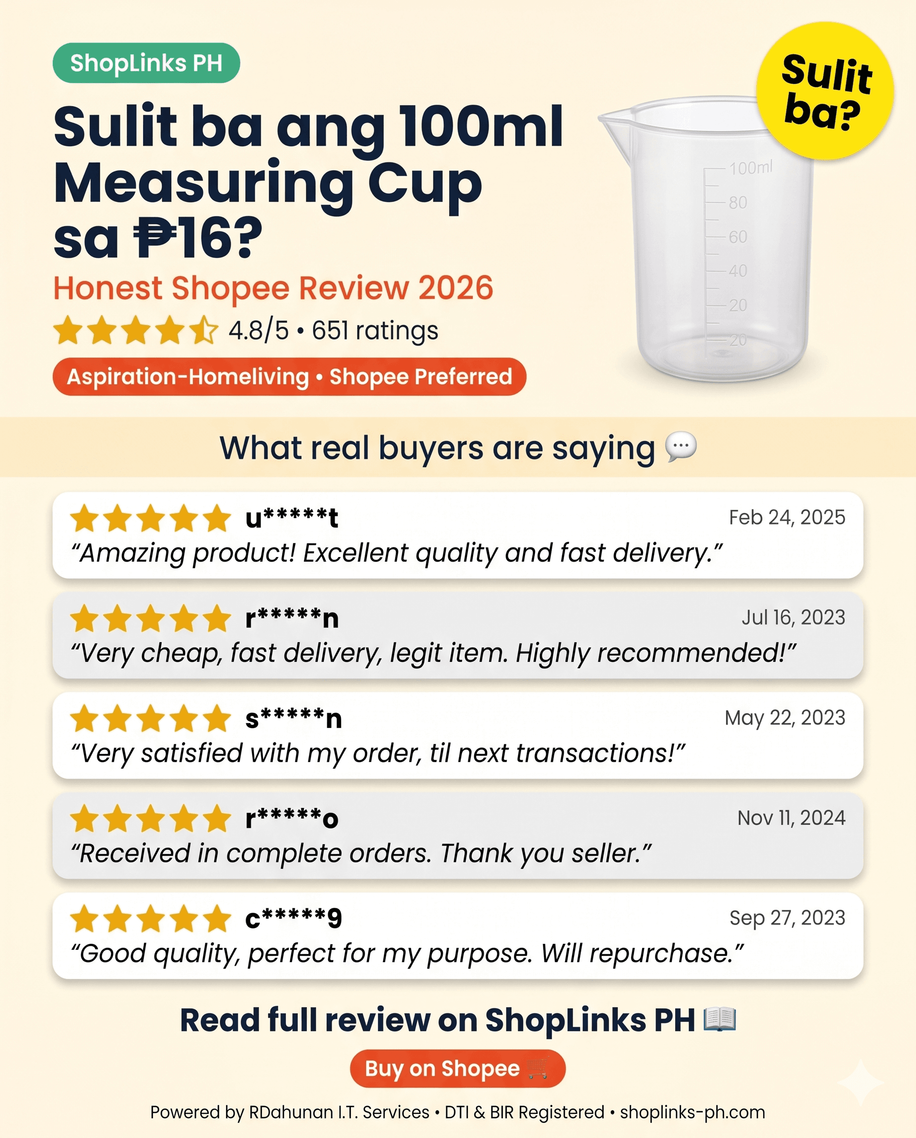 Sulit ba ang 100ml Measuring Cup sa ₱16? cover