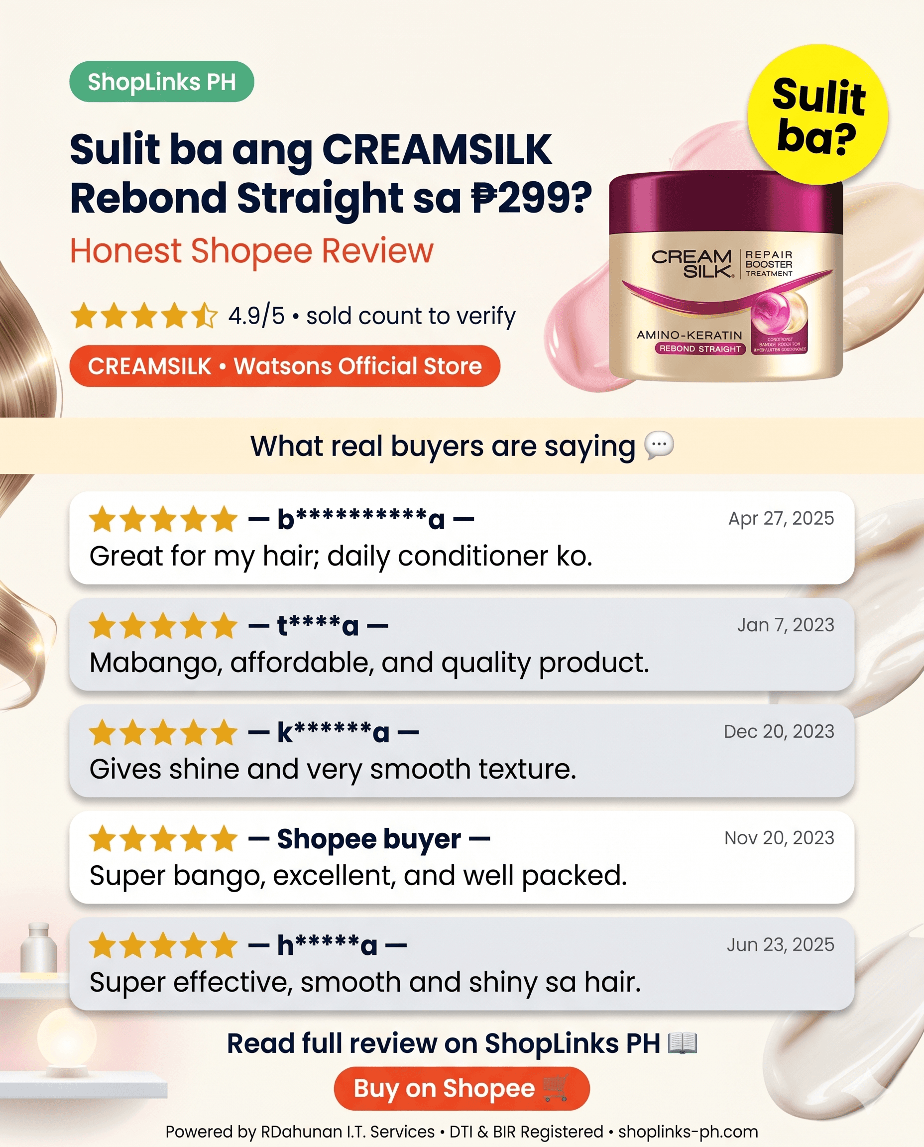 Sulit ba ang CREAMSILK Rebond Straight Treatment? cover