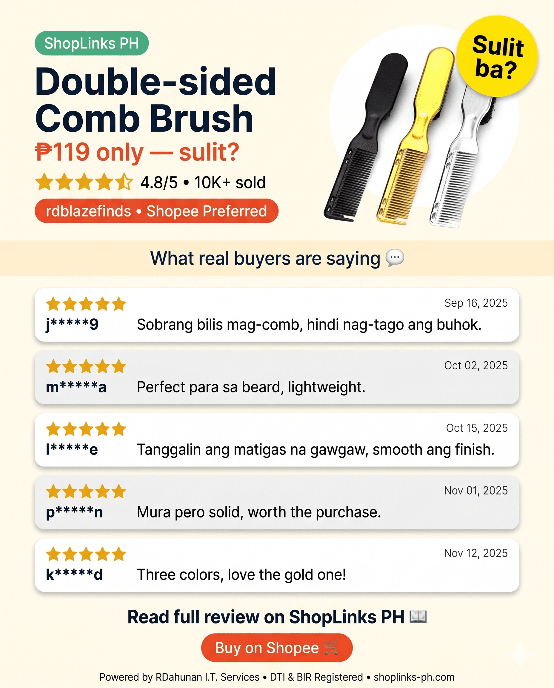 Sulit ba ang Double‑sided Comb Brush sa ₱119? cover
