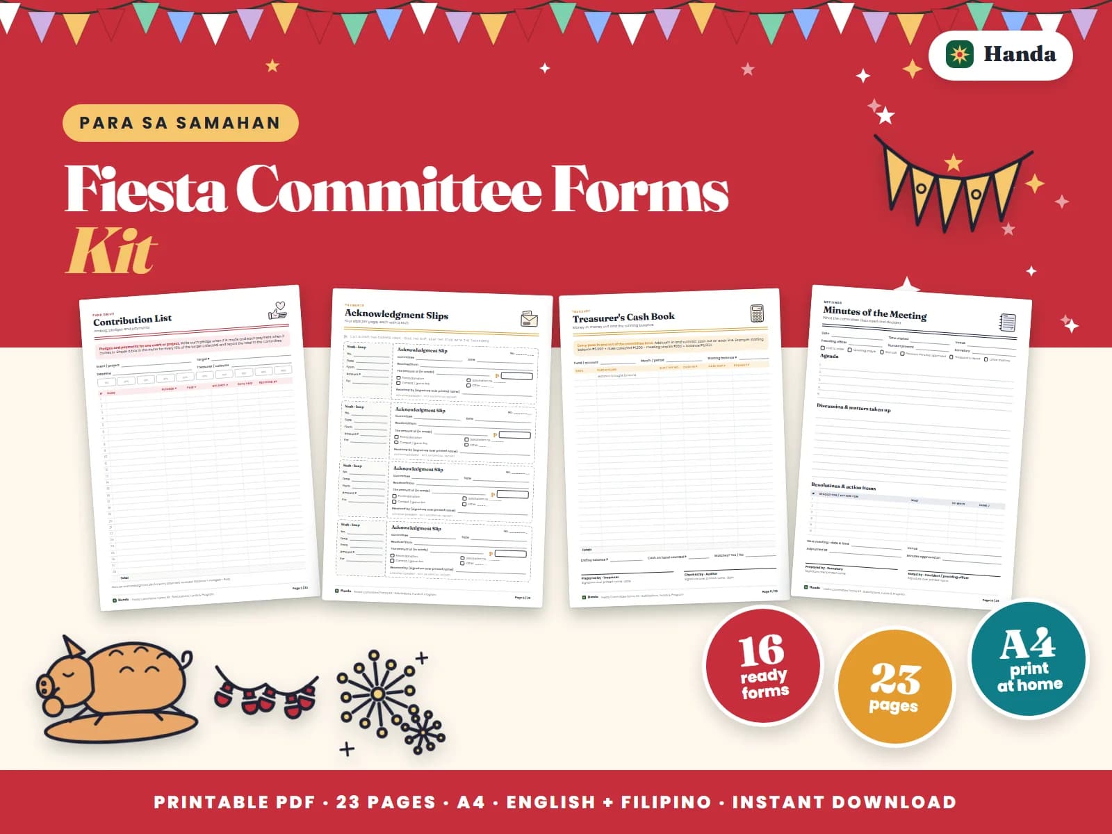 Cover of Fiesta Committee Forms Kit, a printable association forms kit showing four of its pages