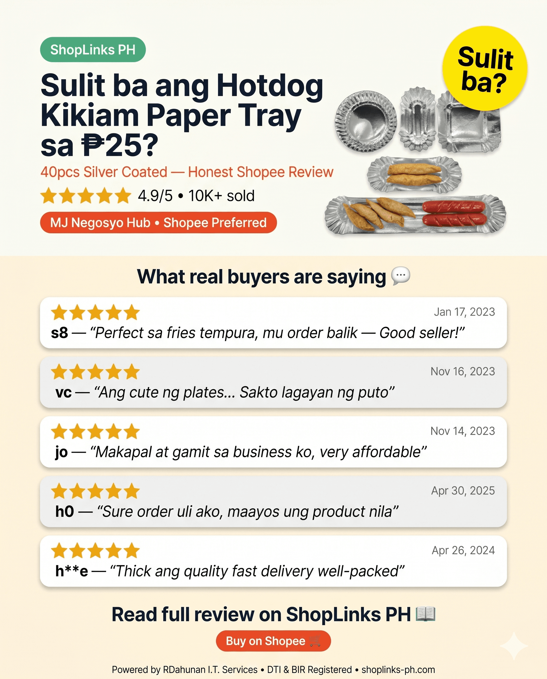 Sulit ba ang Hotdog Kikiam Paper Tray sa ₱25? cover image