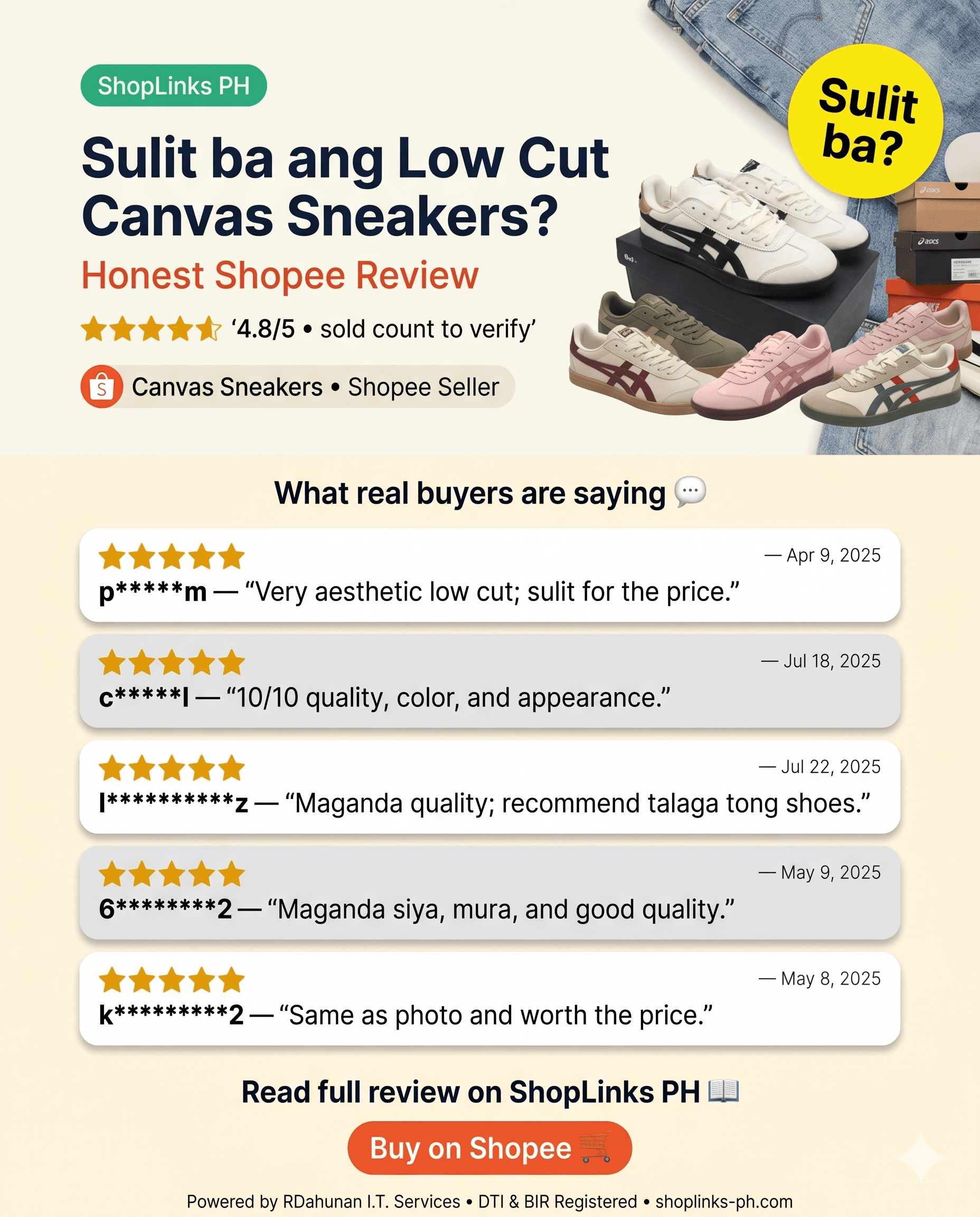 Sulit ba ang Low Cut Canvas Sneakers sa ₱367? cover