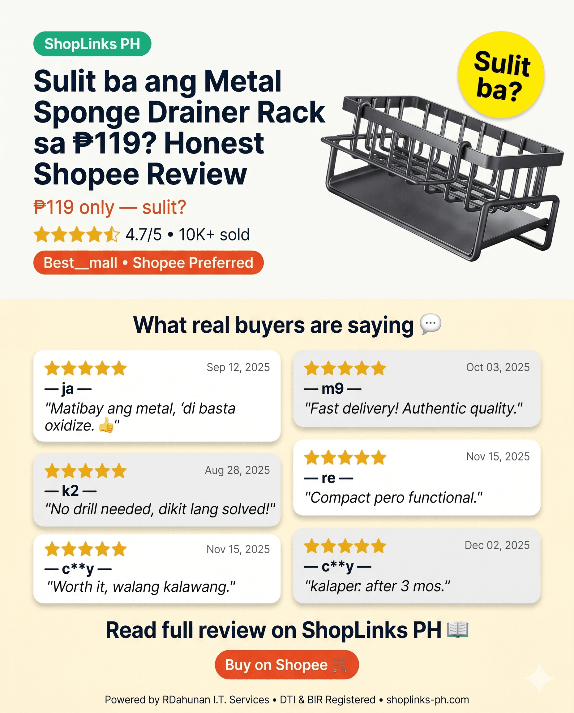 Sulit ba ang Metal Sponge Drainer Rack sa ₱119? cover