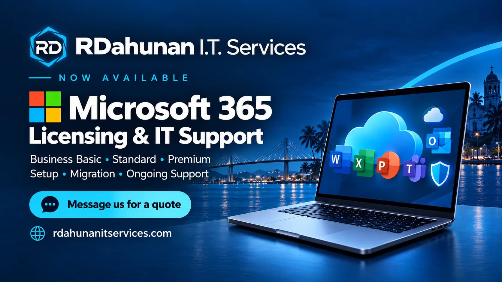 RDahunan I.T. Services announces Microsoft 365 licensing, setup, migration, and IT support.