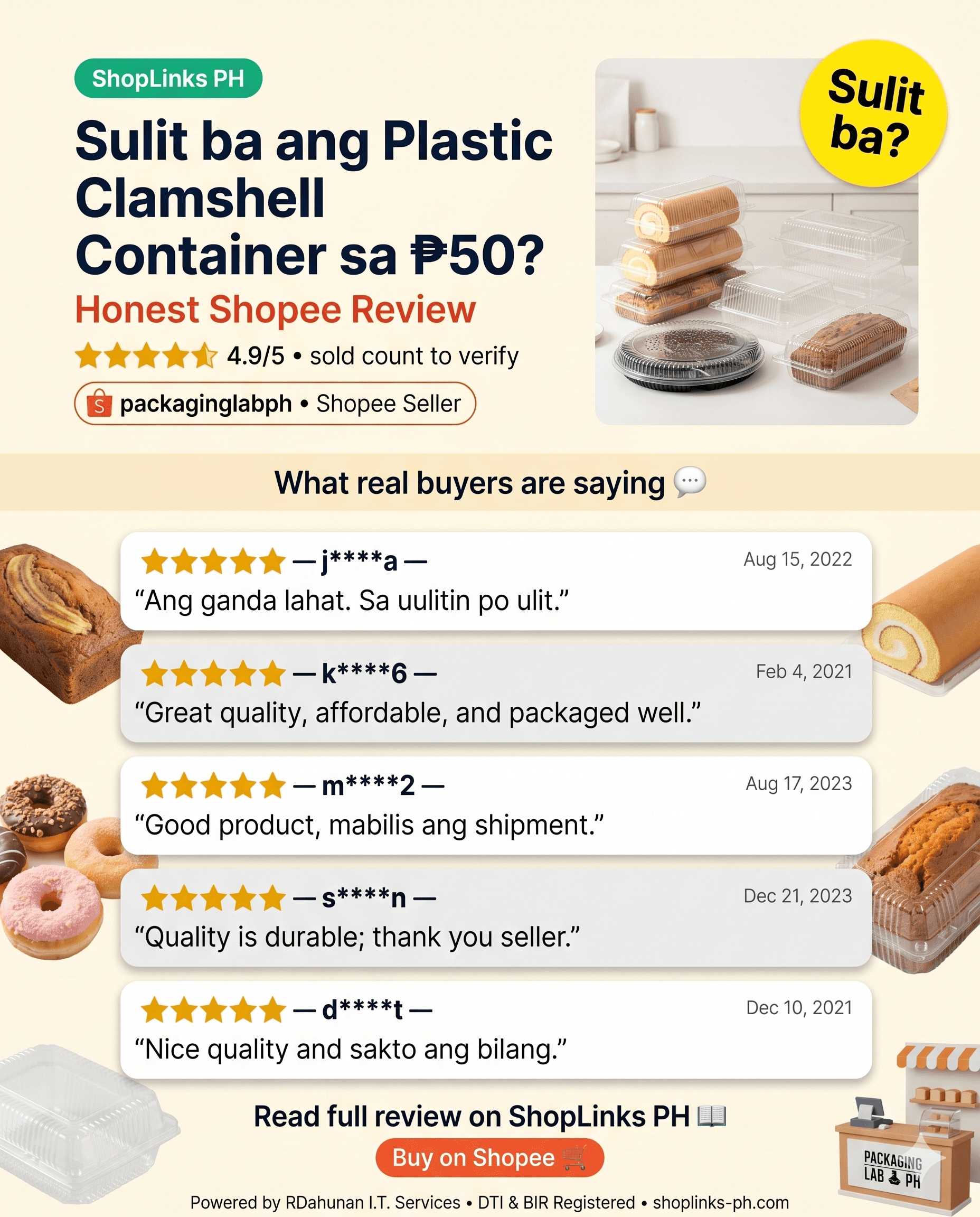 Sulit ba ang Plastic Clamshell Container sa ₱50? cover