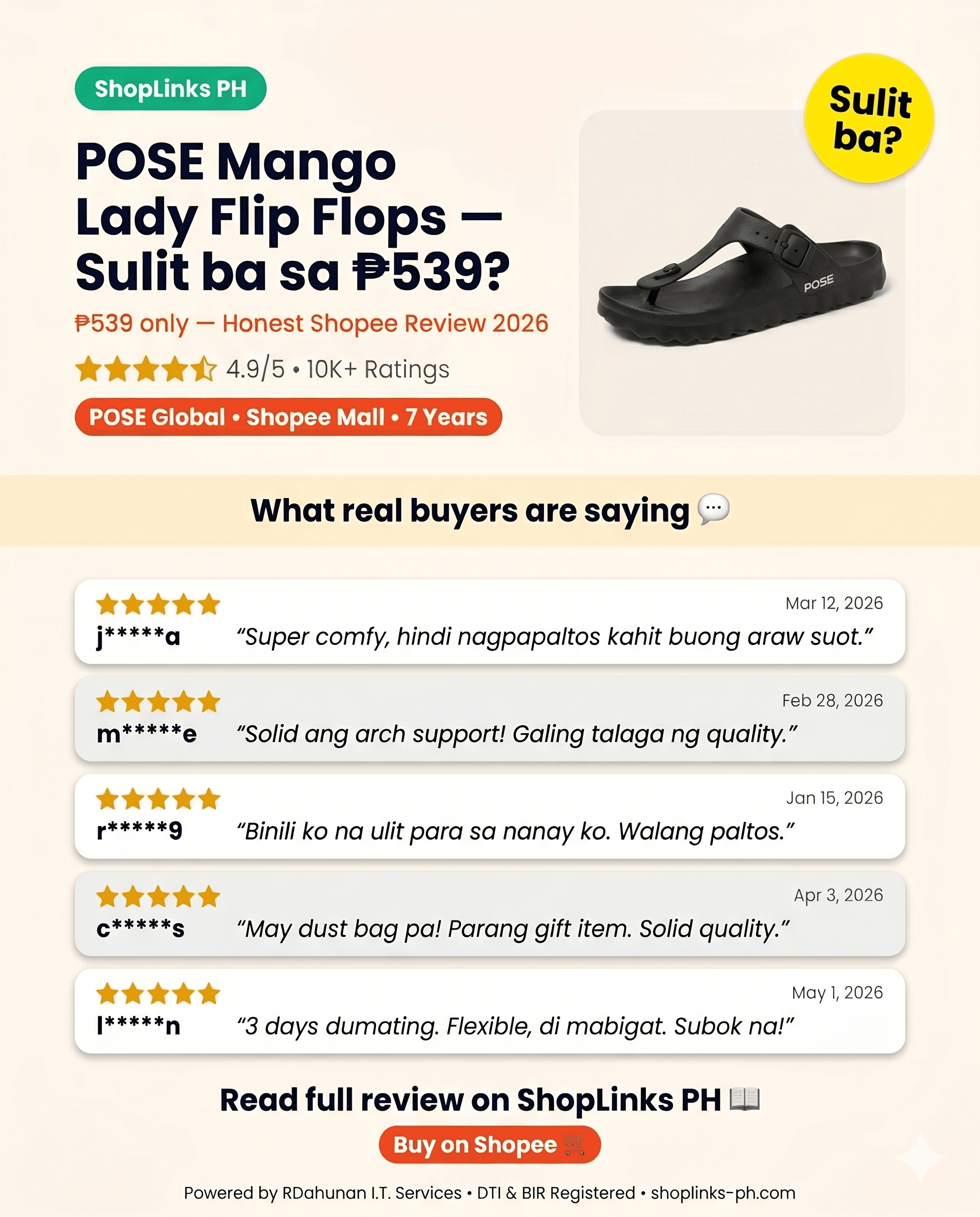 Sulit ba ang POSE Mango Lady Flip Flops sa ₱539? cover