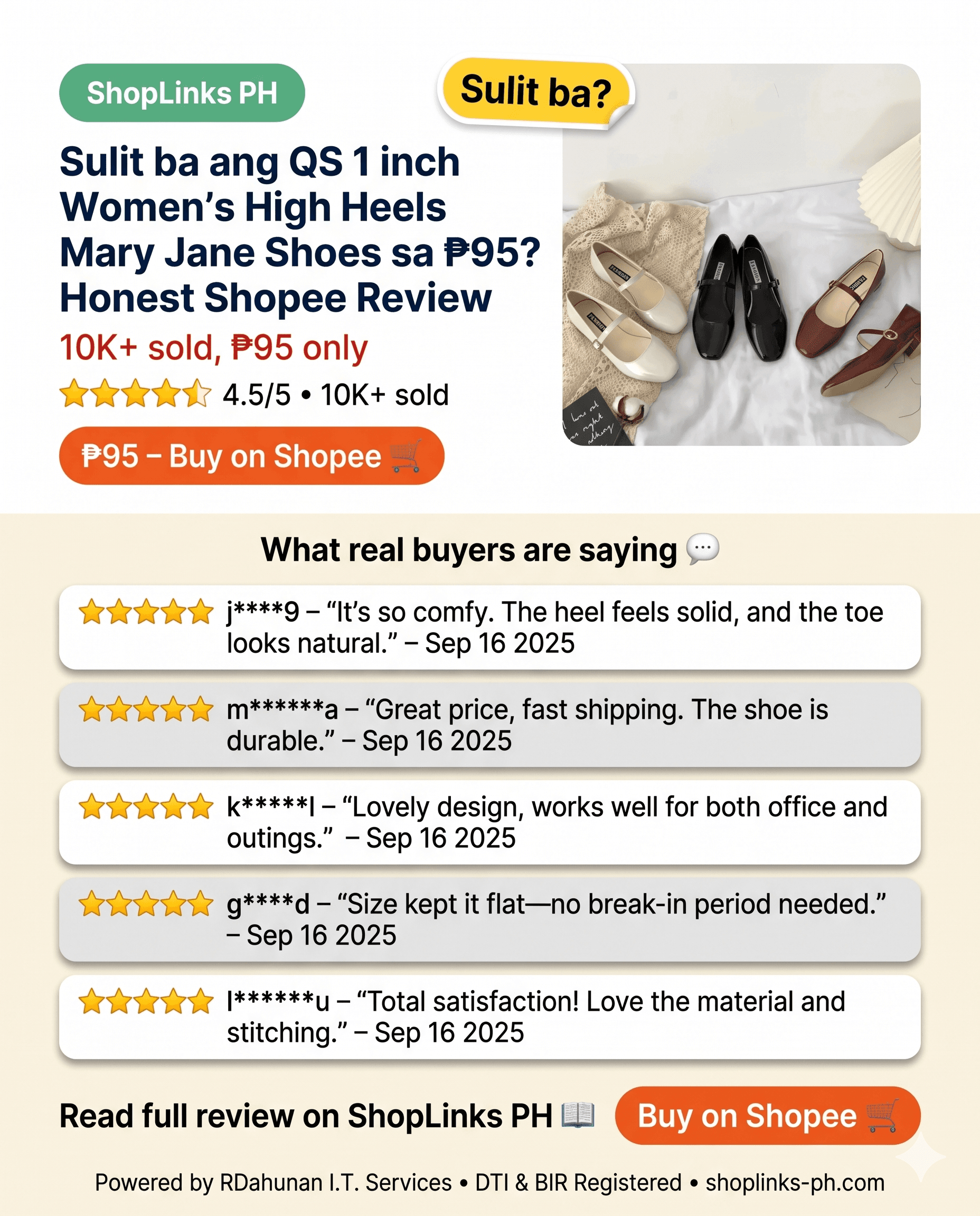 Sulit ba ang QS 1 inch Women’s High Heels Mary Jane? cover